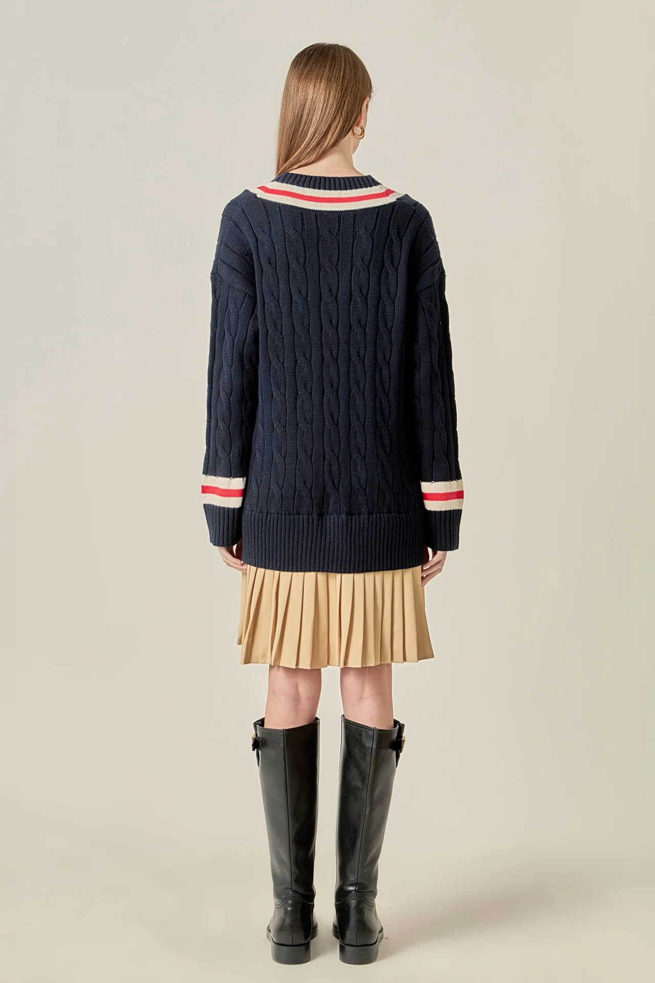 Cable Knit Pleated Sweater Dress - Image 4