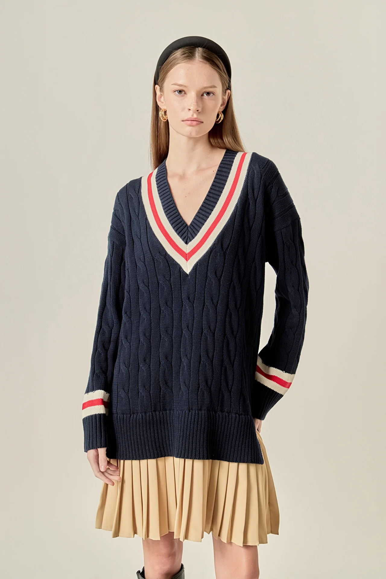 Cable Knit Pleated Sweater Dress - Image 5