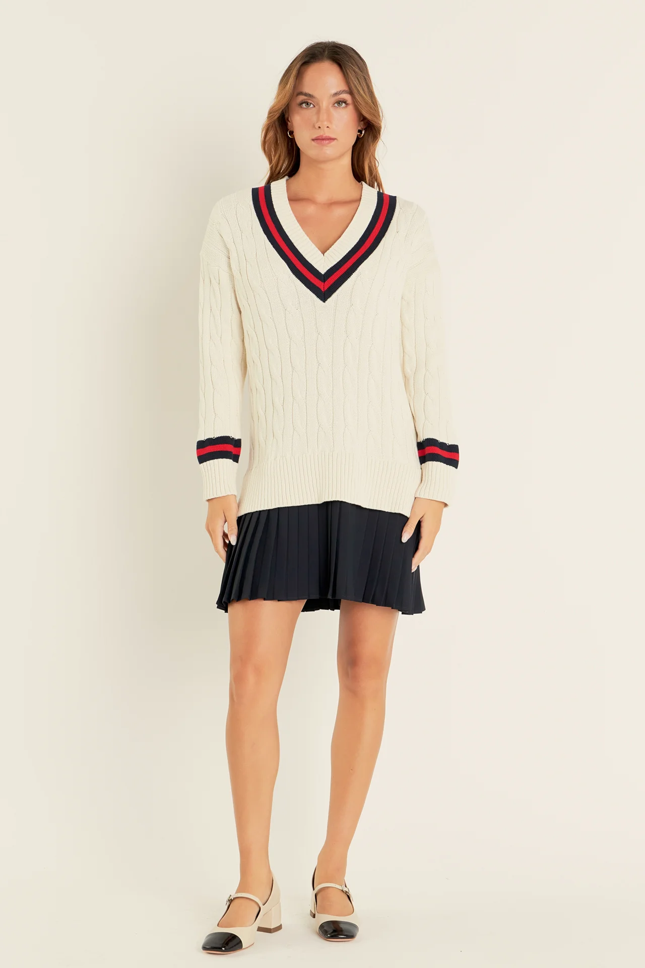 Cable Knit Pleated Sweater Dress - Image 6