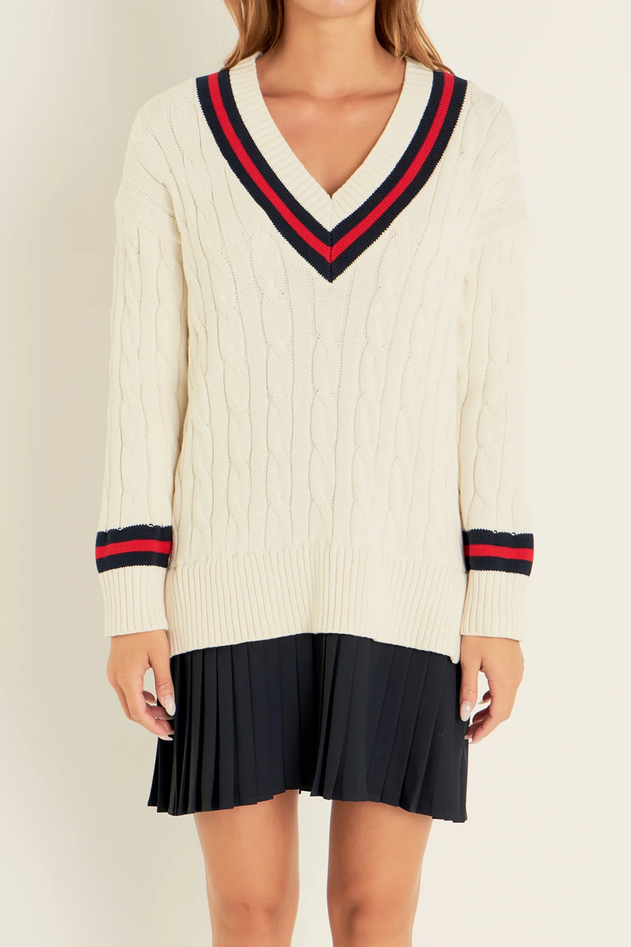 Cable Knit Pleated Sweater Dress - Image 7