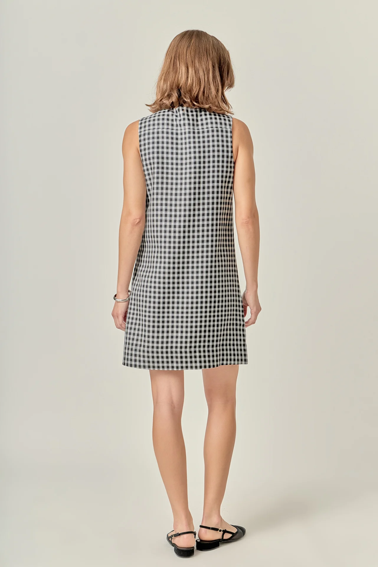 Check Sleeveless Grommet Mini Dress - Image 4