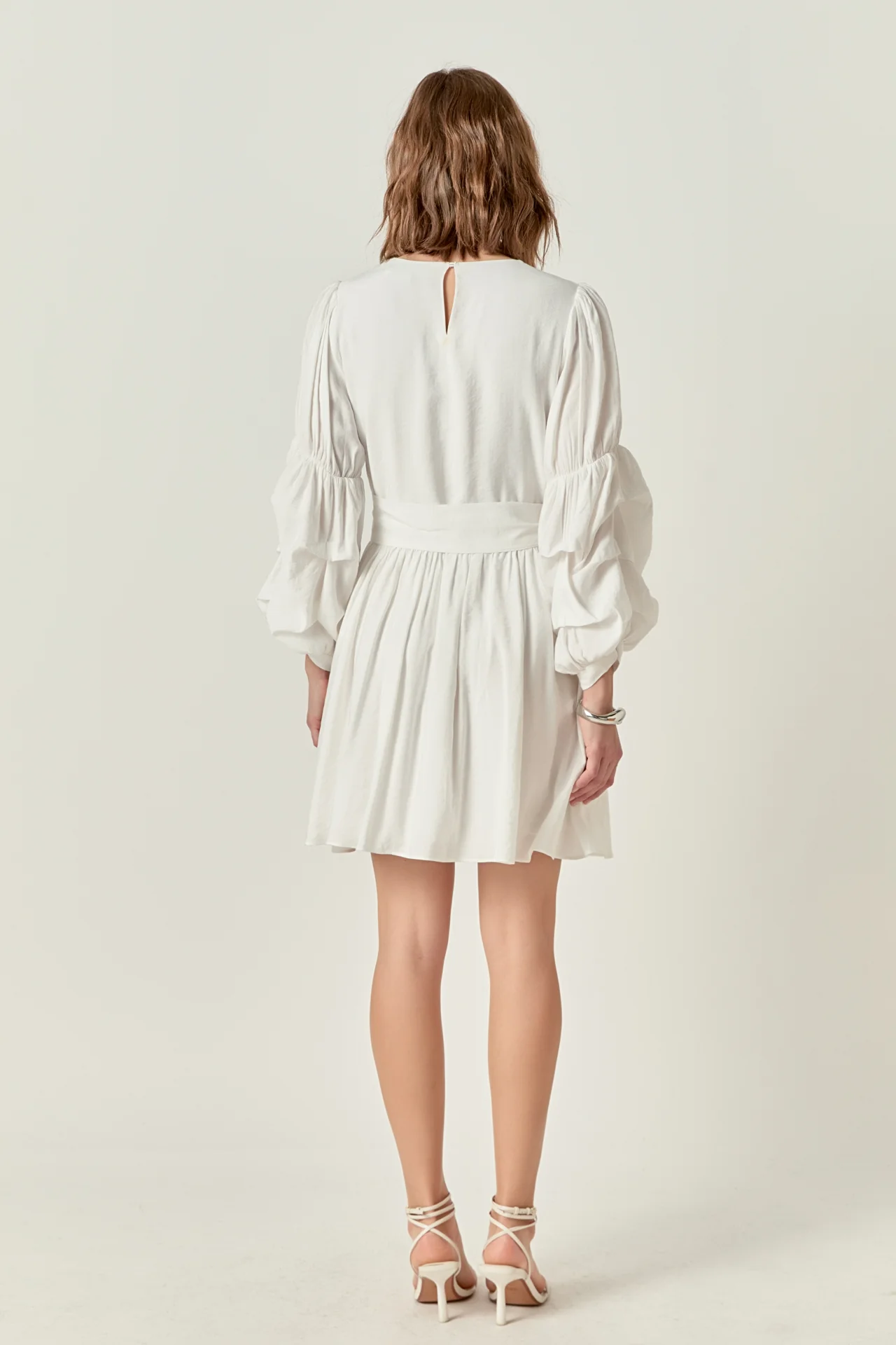 Cinched Puff Sleeve Belted Dress - Image 4