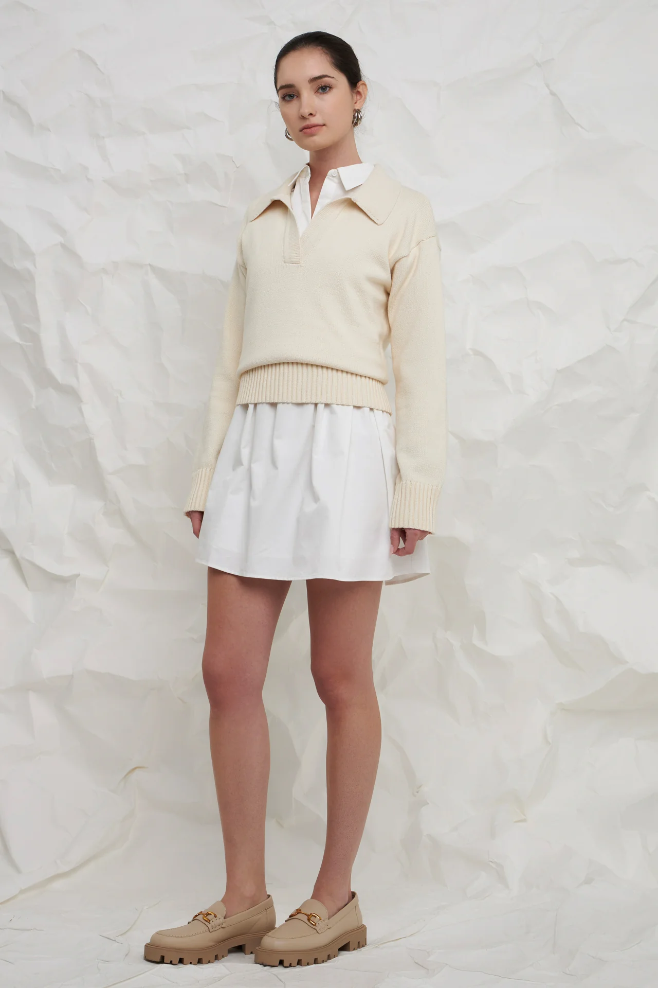 Ivory Collared Knit Sweater - Image 3