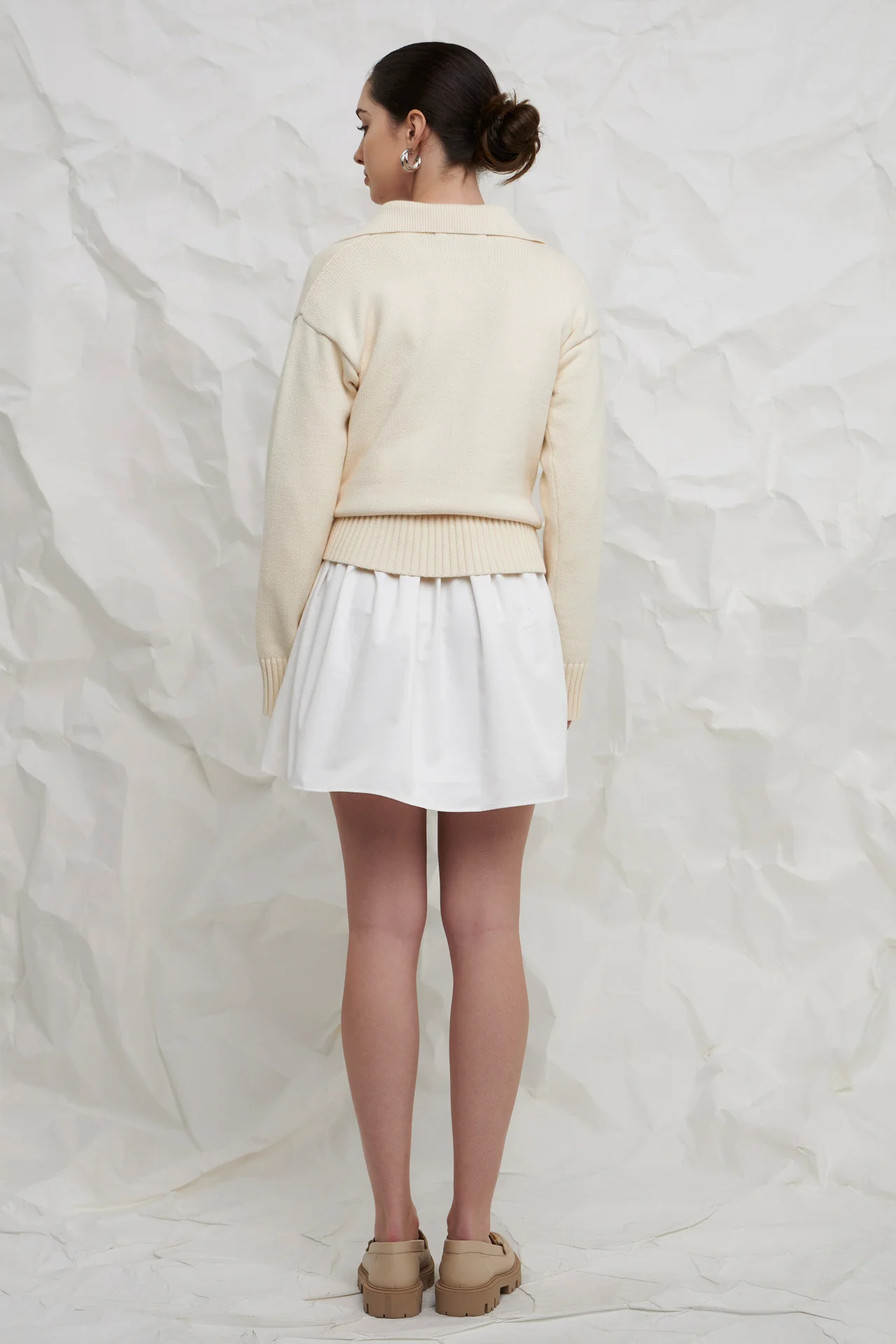 Ivory Collared Knit Sweater - Image 4