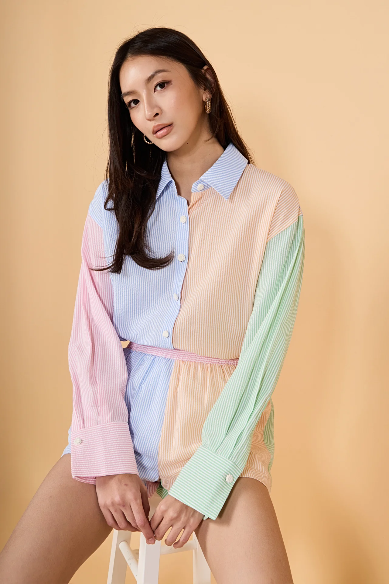 Colorblock Seersucker Shorts - Image 6