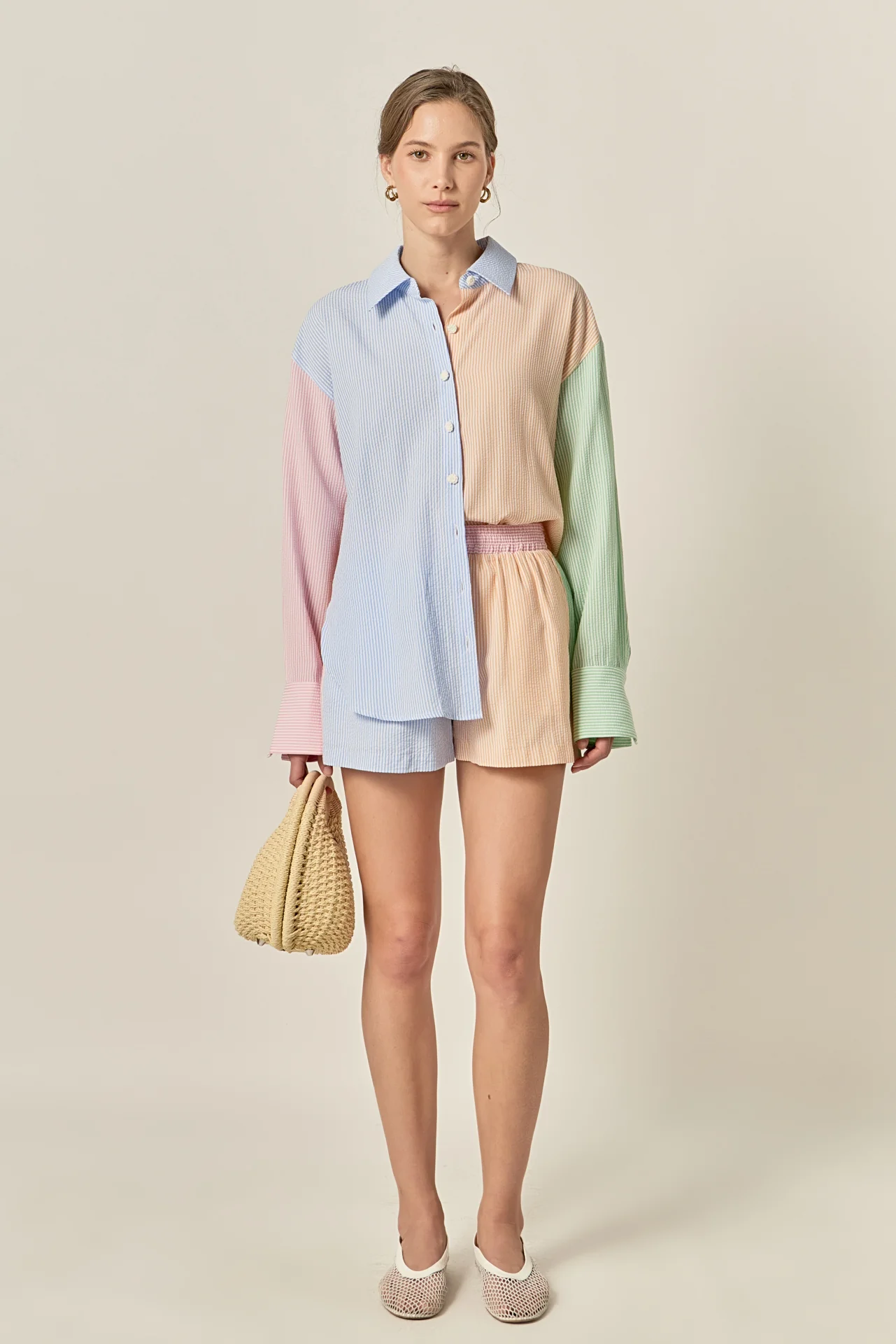 Colorblock Seersucker Shorts - Image 7