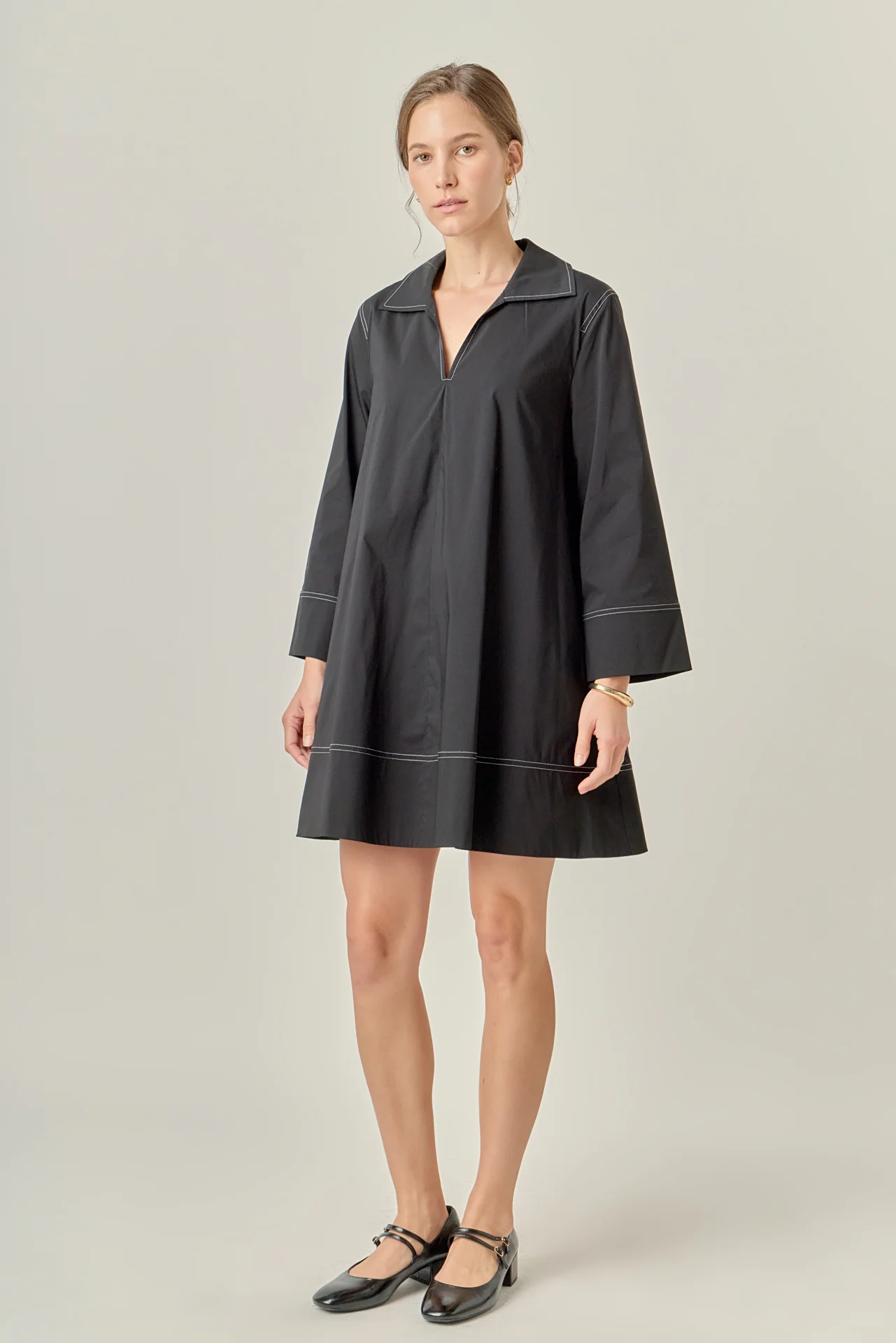 Contrast Stitch Detailed Mini Dress - Image 3