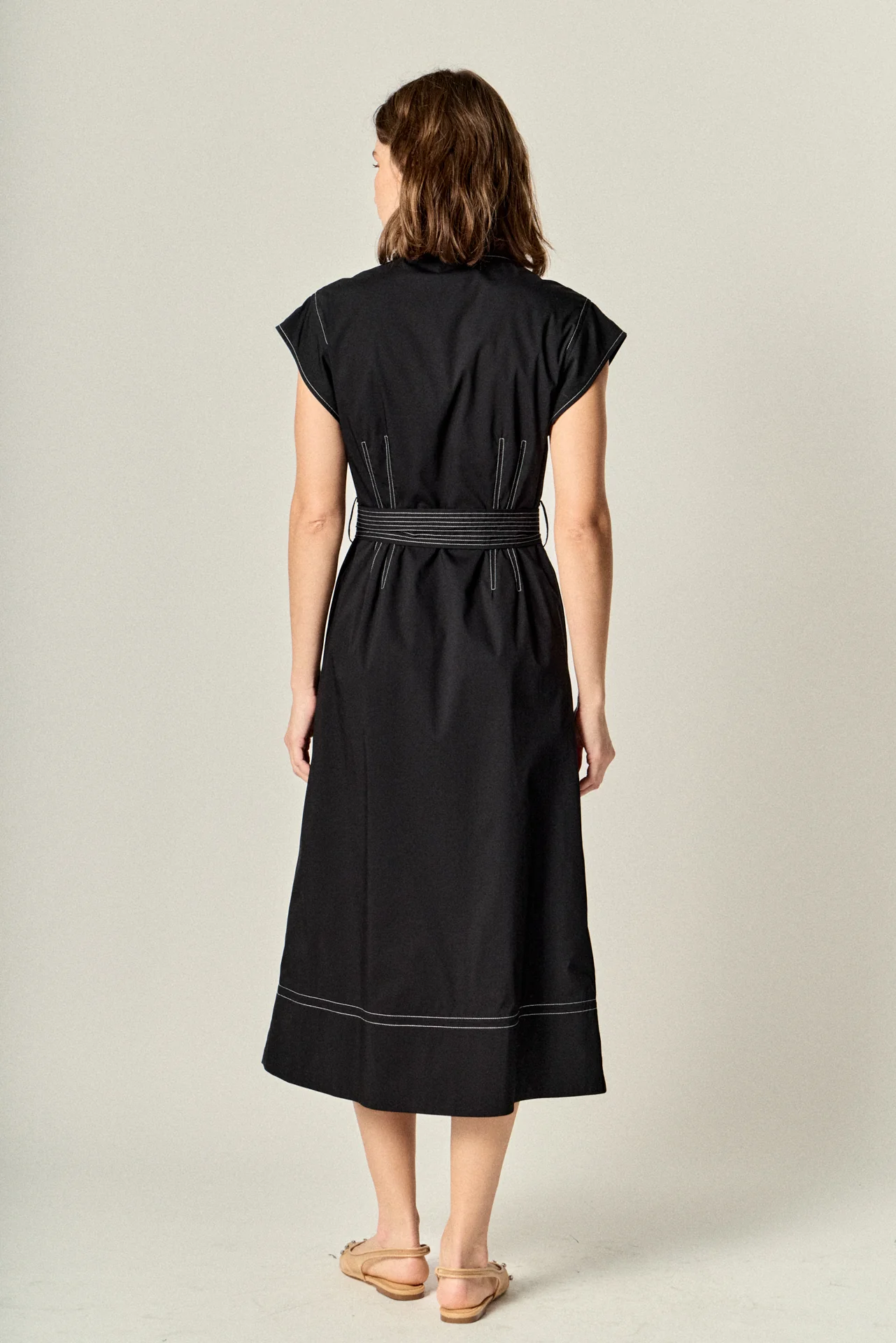 Contrast Stitch Poplin Shirt Midi Dress - Image 4