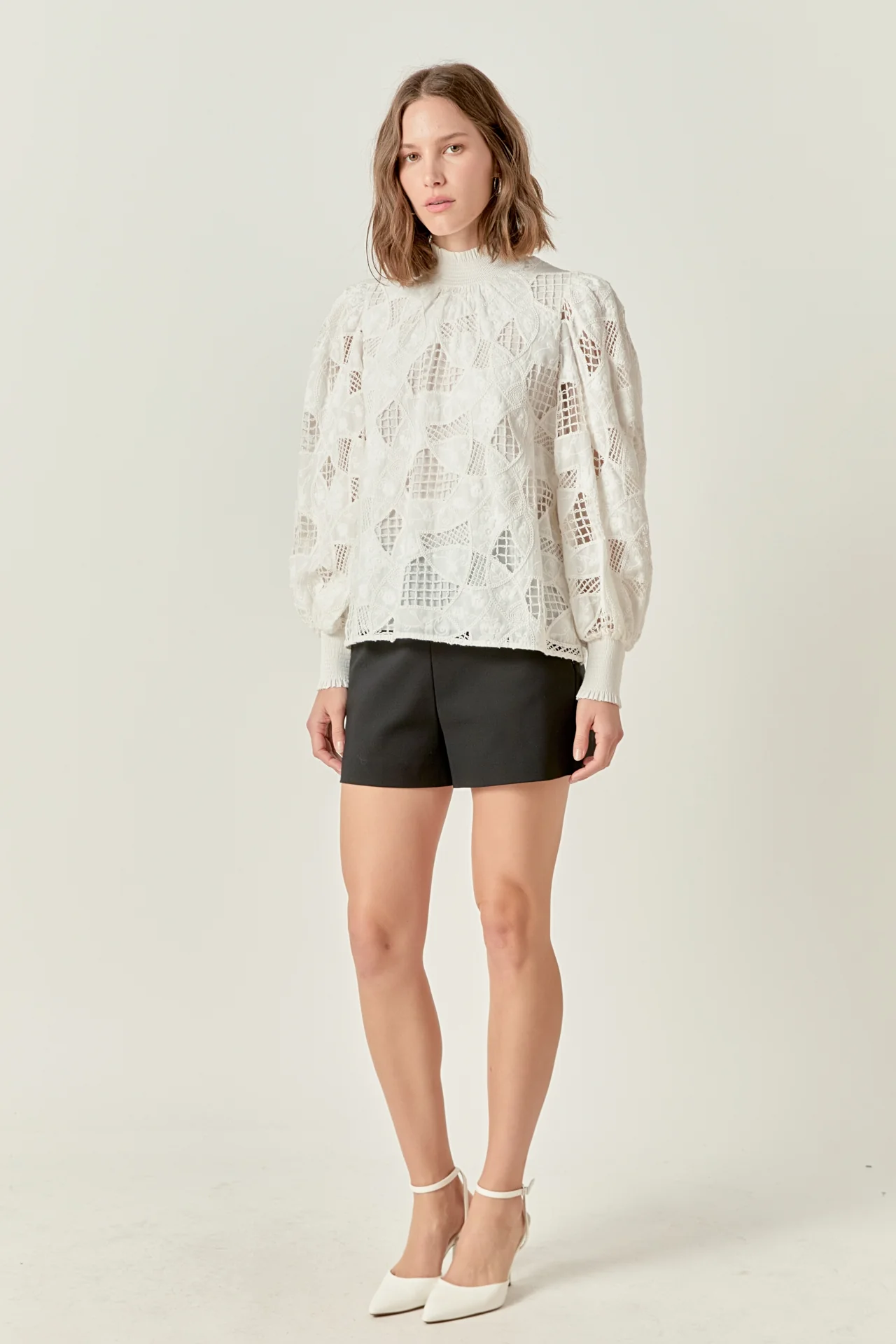 Embroidered Cotton Blouse with Smocked Neck - Image 3