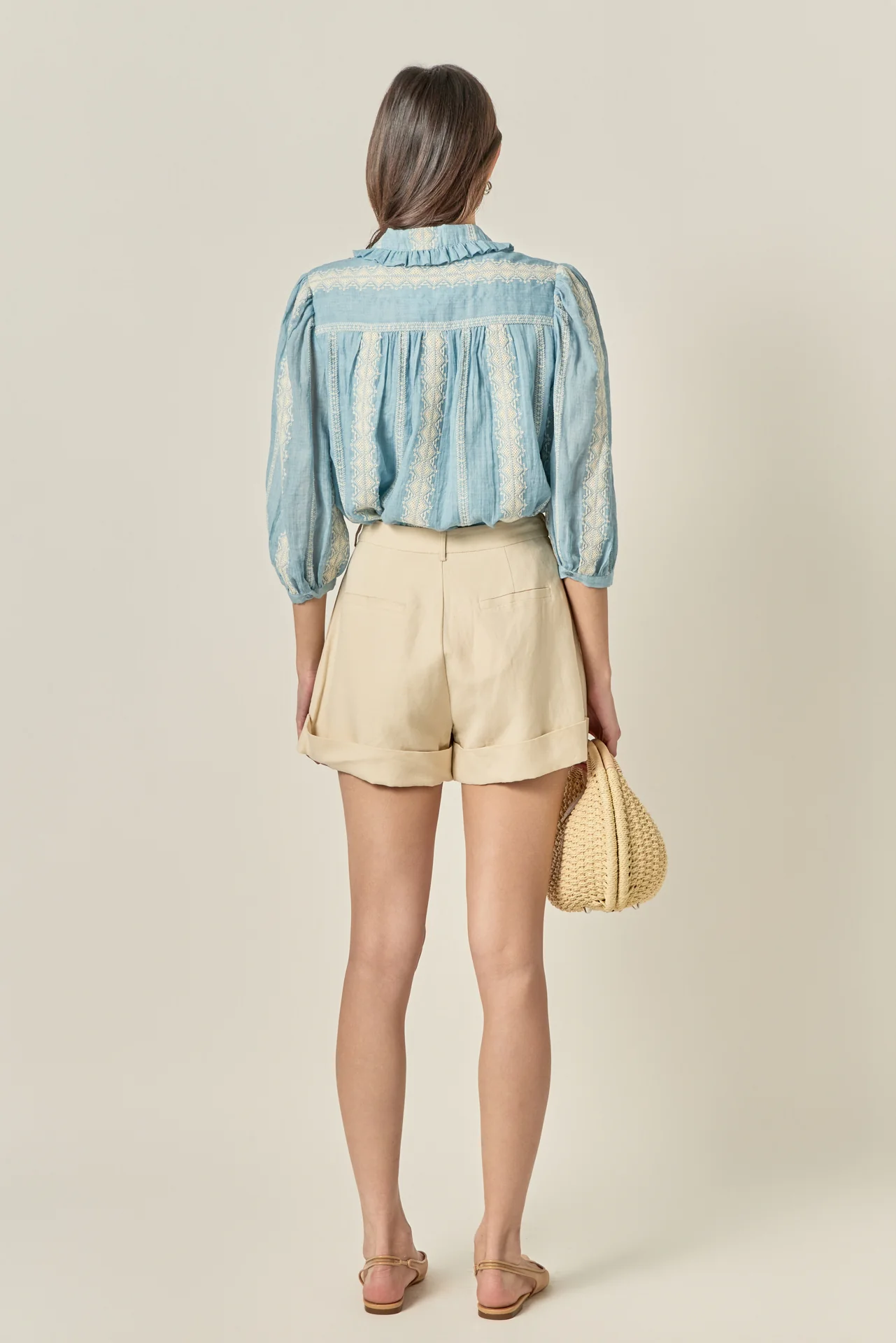Embroidered Ruffle Collar Blouse - Image 11