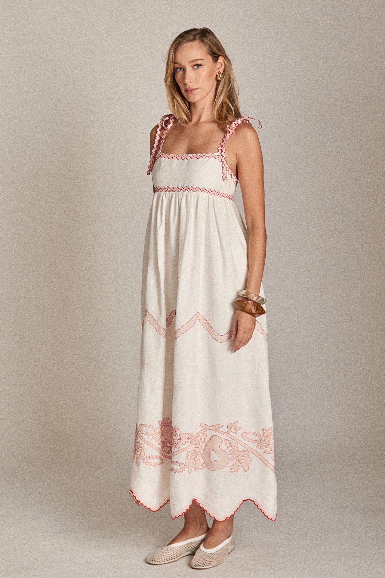 The Elodie Embroidered Maxi Dress - Image 3