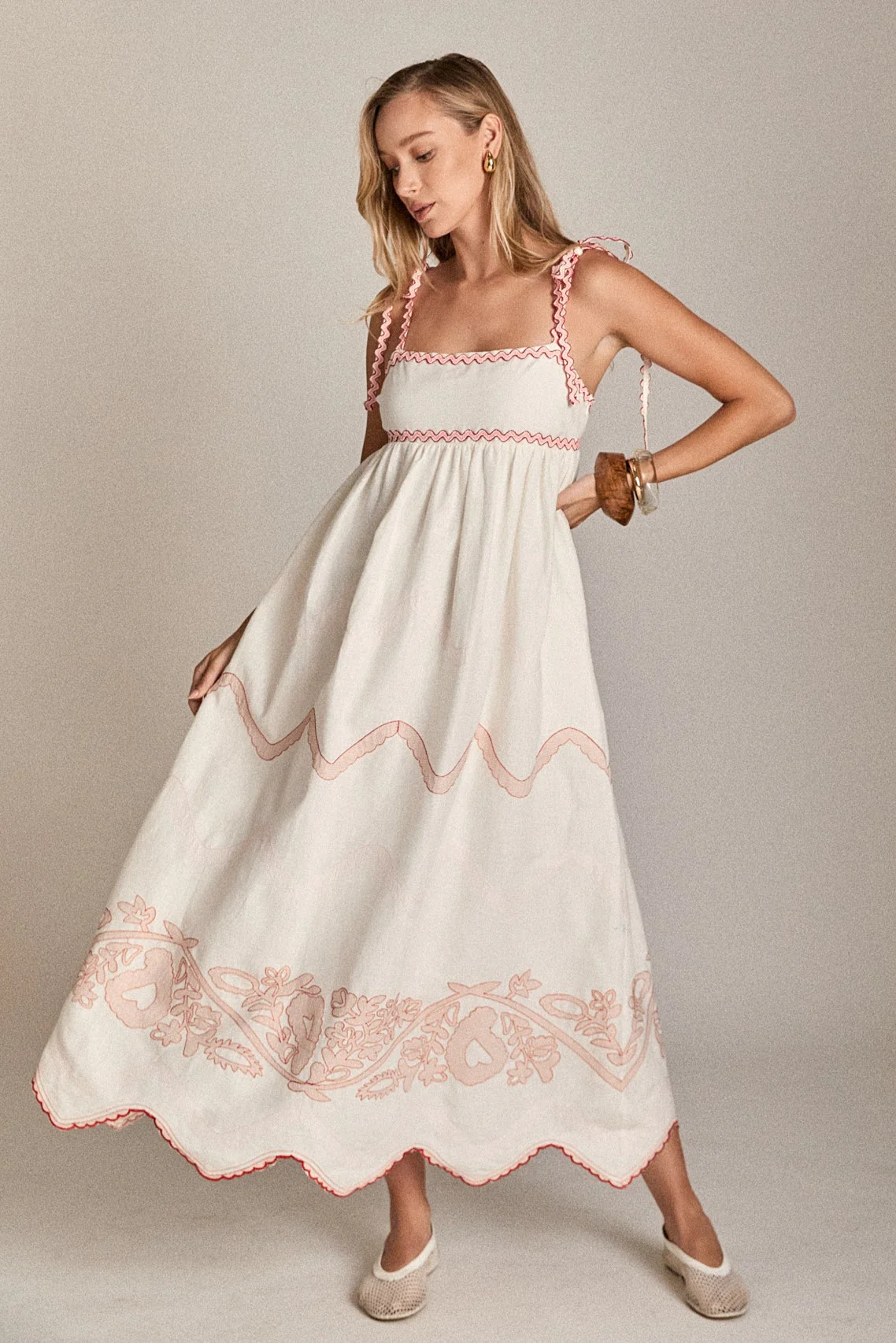 The Elodie Embroidered Maxi Dress - Image 5