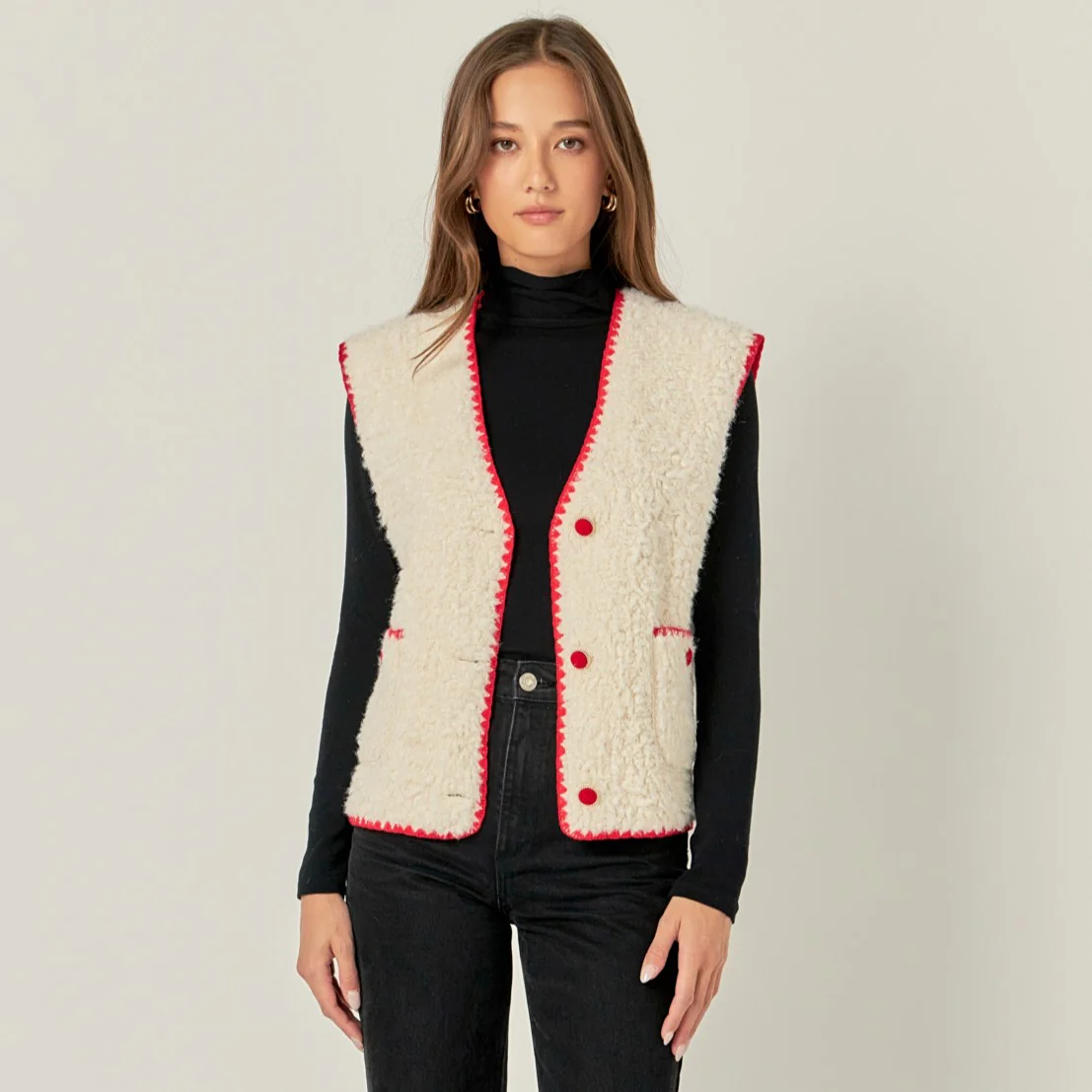 Premium Faux Shearling Vest - Image 6