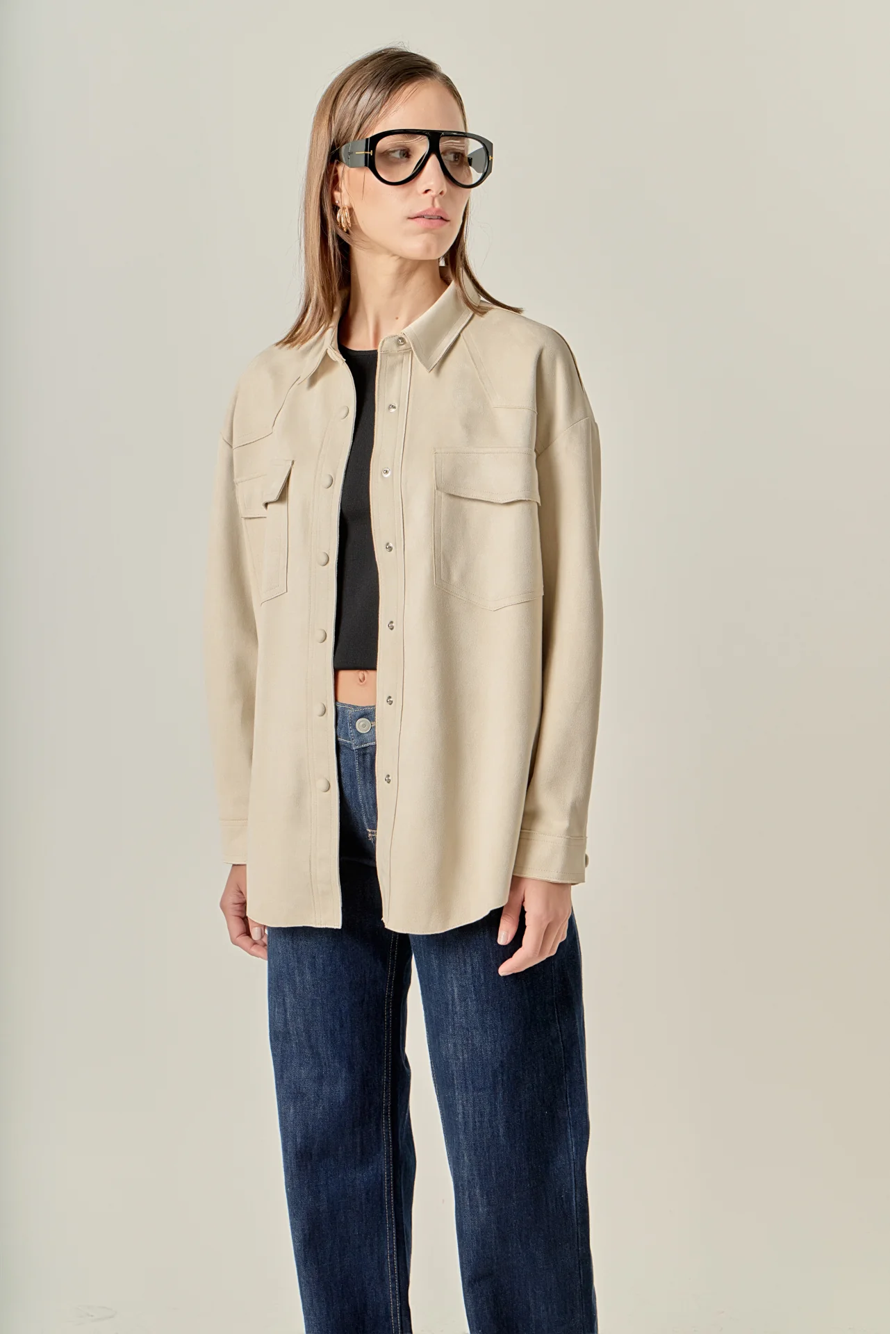 Faux Suede Oversized Shirts - Image 11