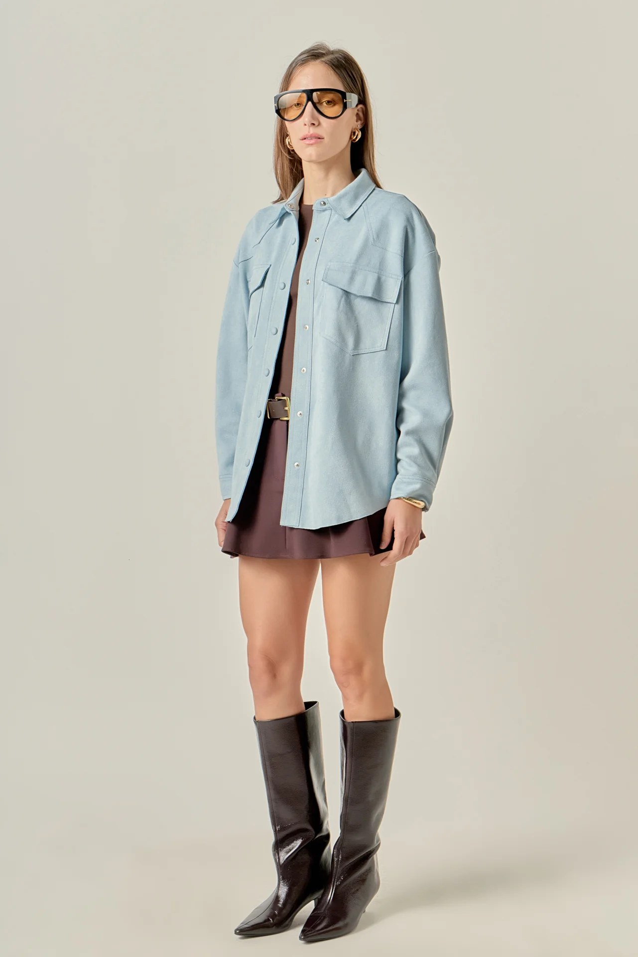 Faux Suede Oversized Shirts - Image 12