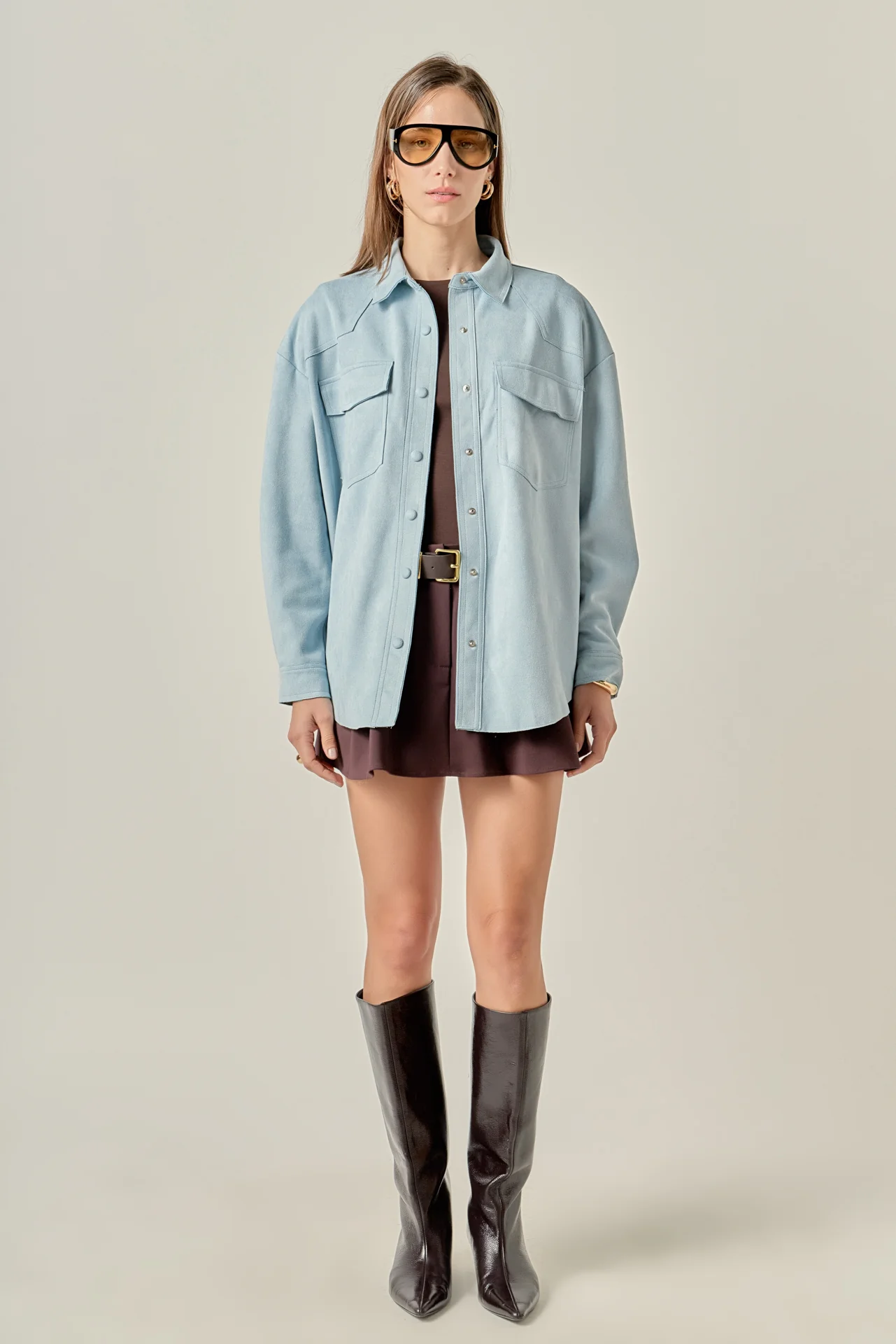 Faux Suede Oversized Shirts - Image 14