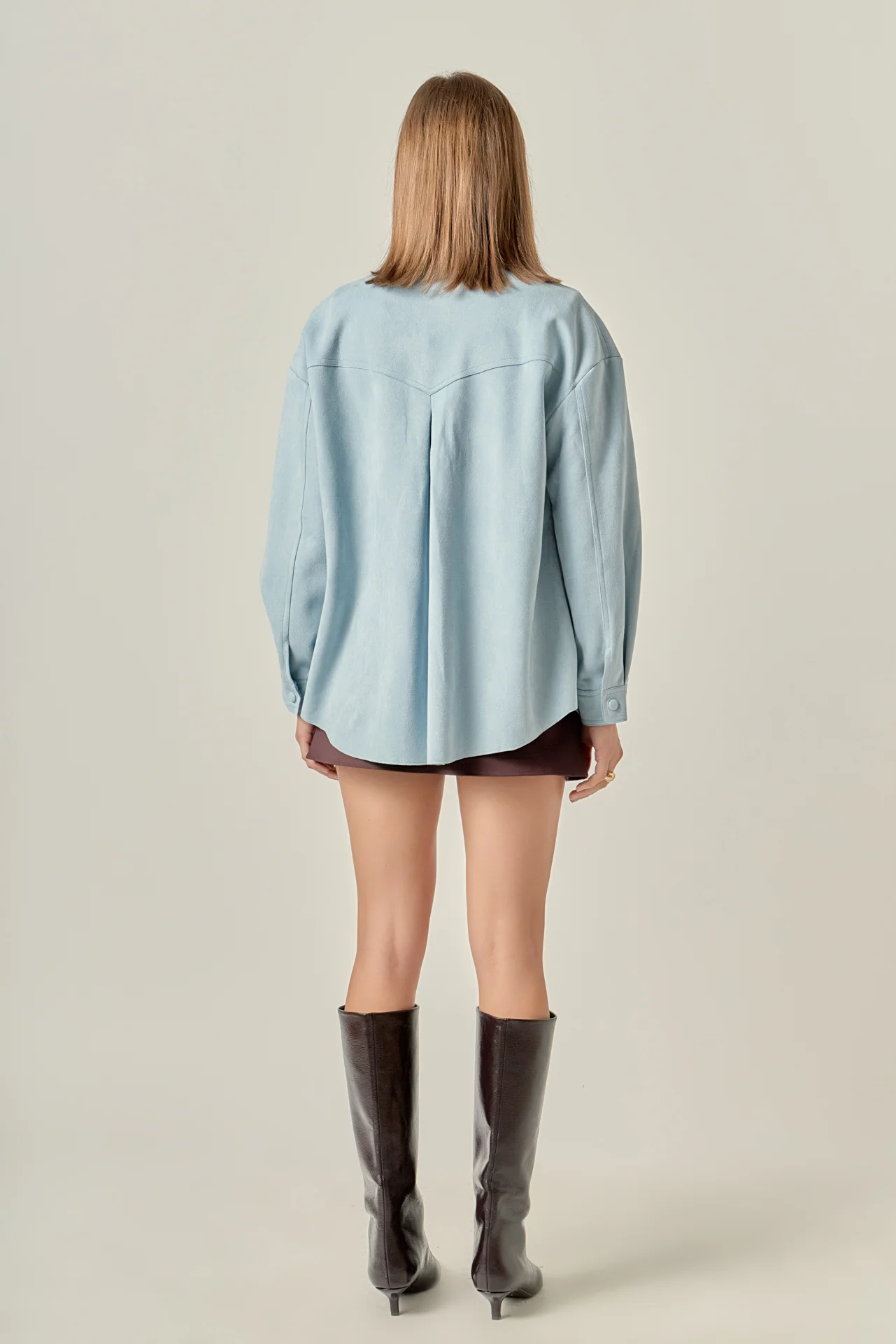 Faux Suede Oversized Shirts - Image 15