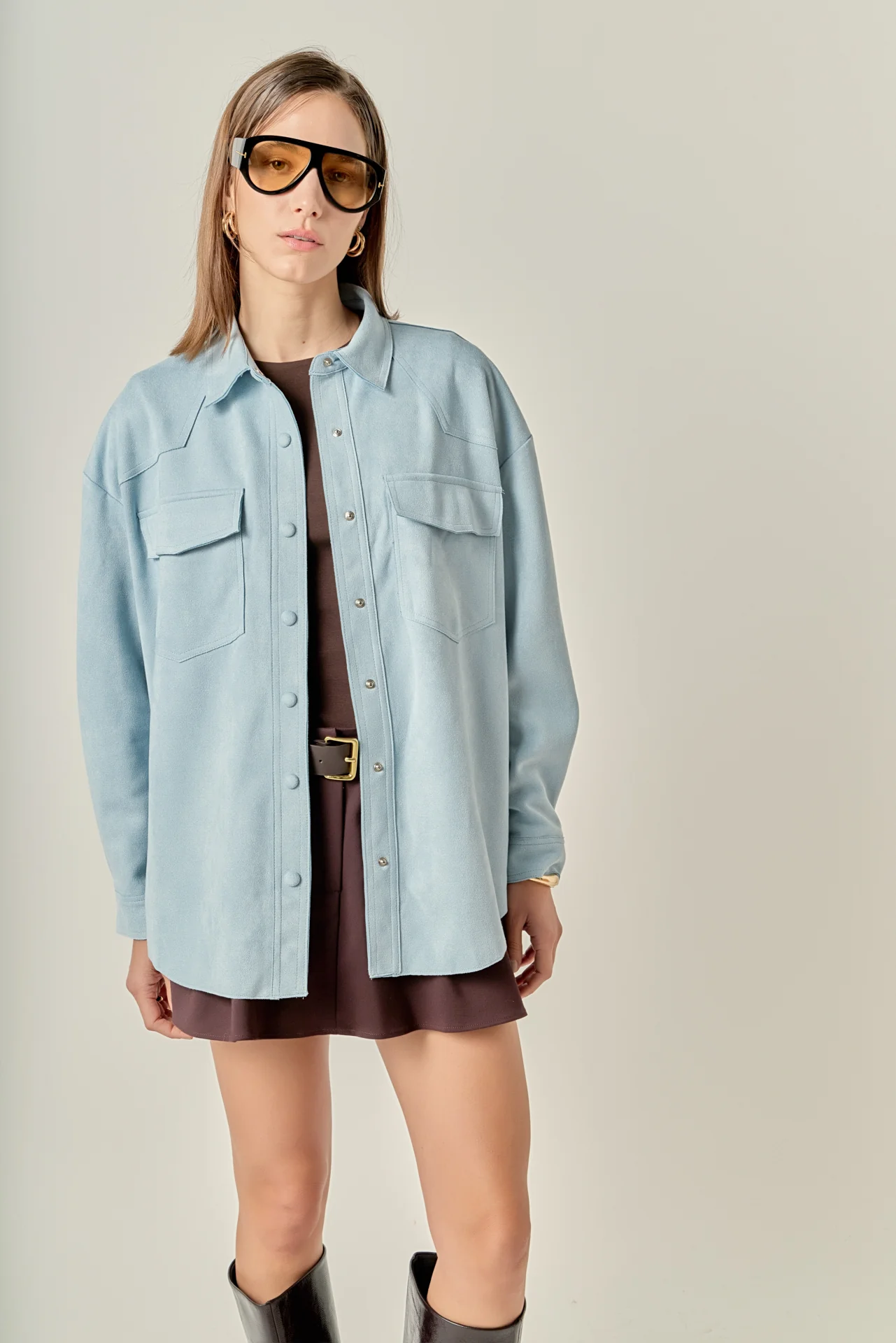 Faux Suede Oversized Shirts - Image 16