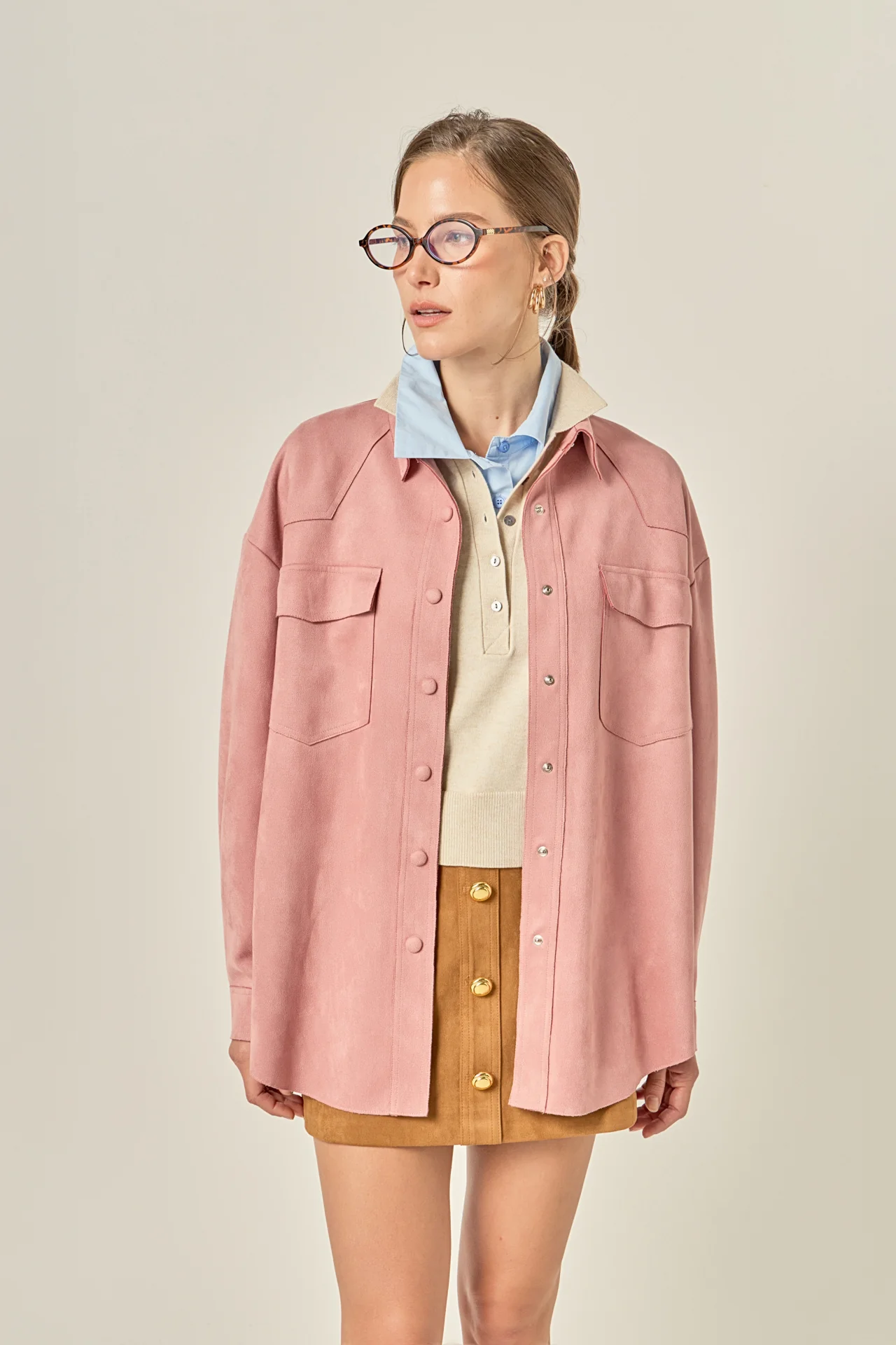 Faux Suede Oversized Shirts - Image 5