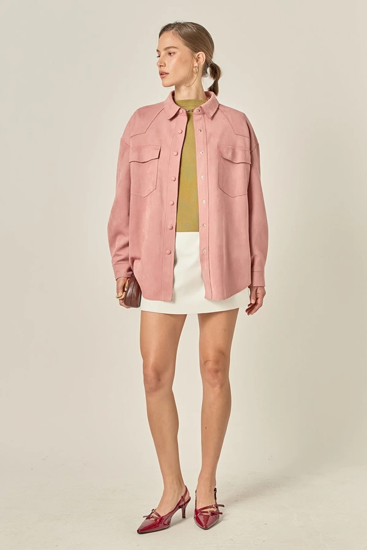 Faux Suede Oversized Shirts - Image 6