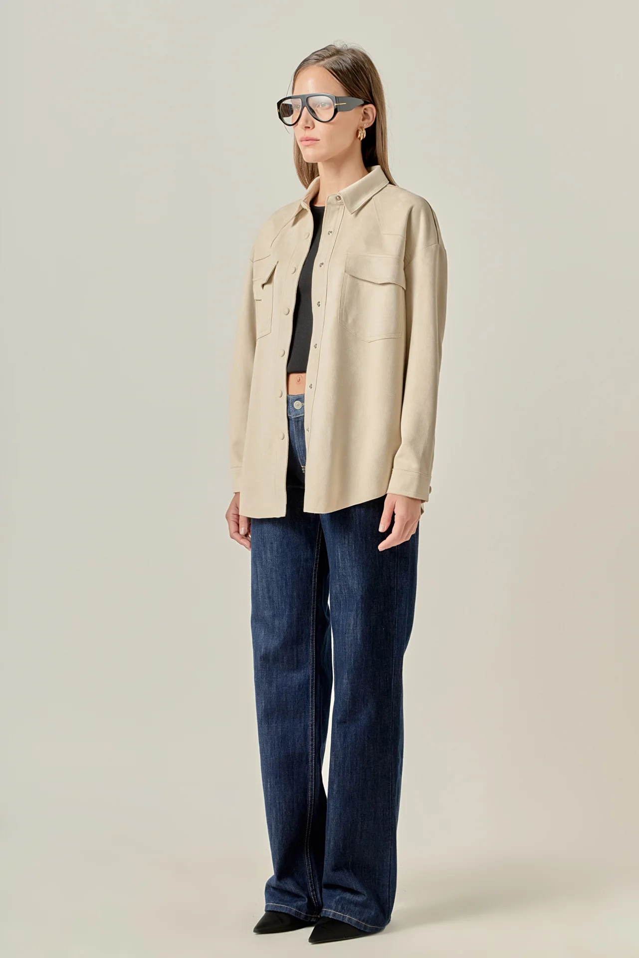 Faux Suede Oversized Shirts - Image 7