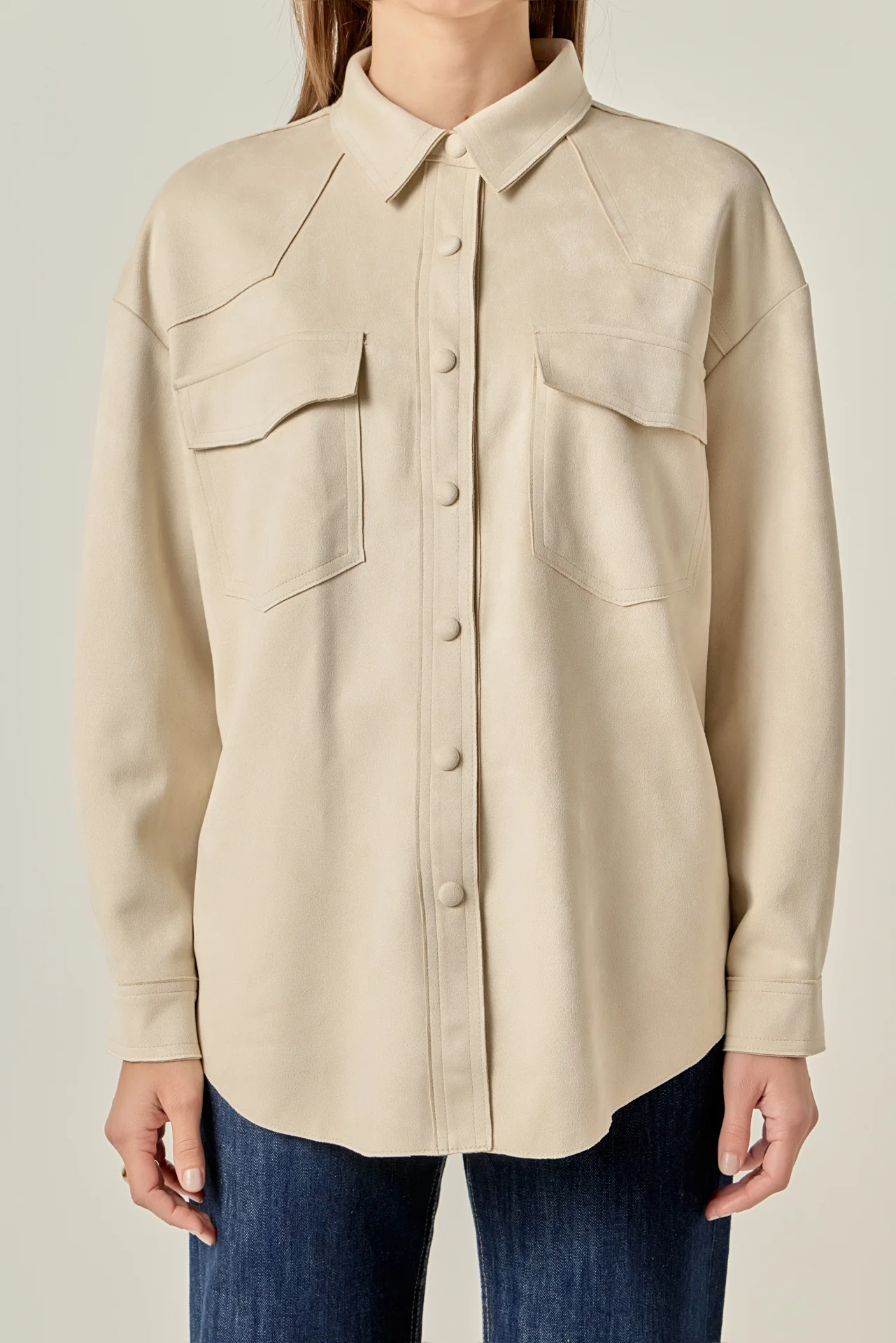 Faux Suede Oversized Shirts - Image 8