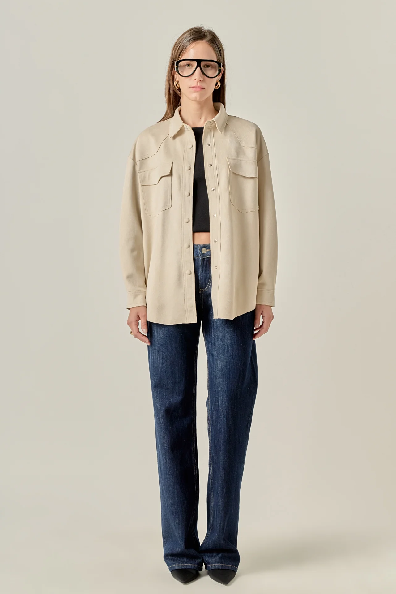 Faux Suede Oversized Shirts - Image 9