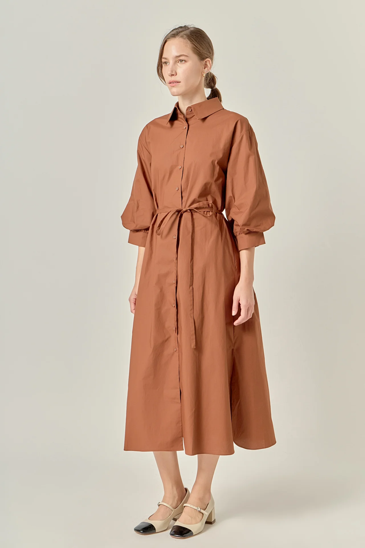 Flared Shirt Midi Dress - Image 3