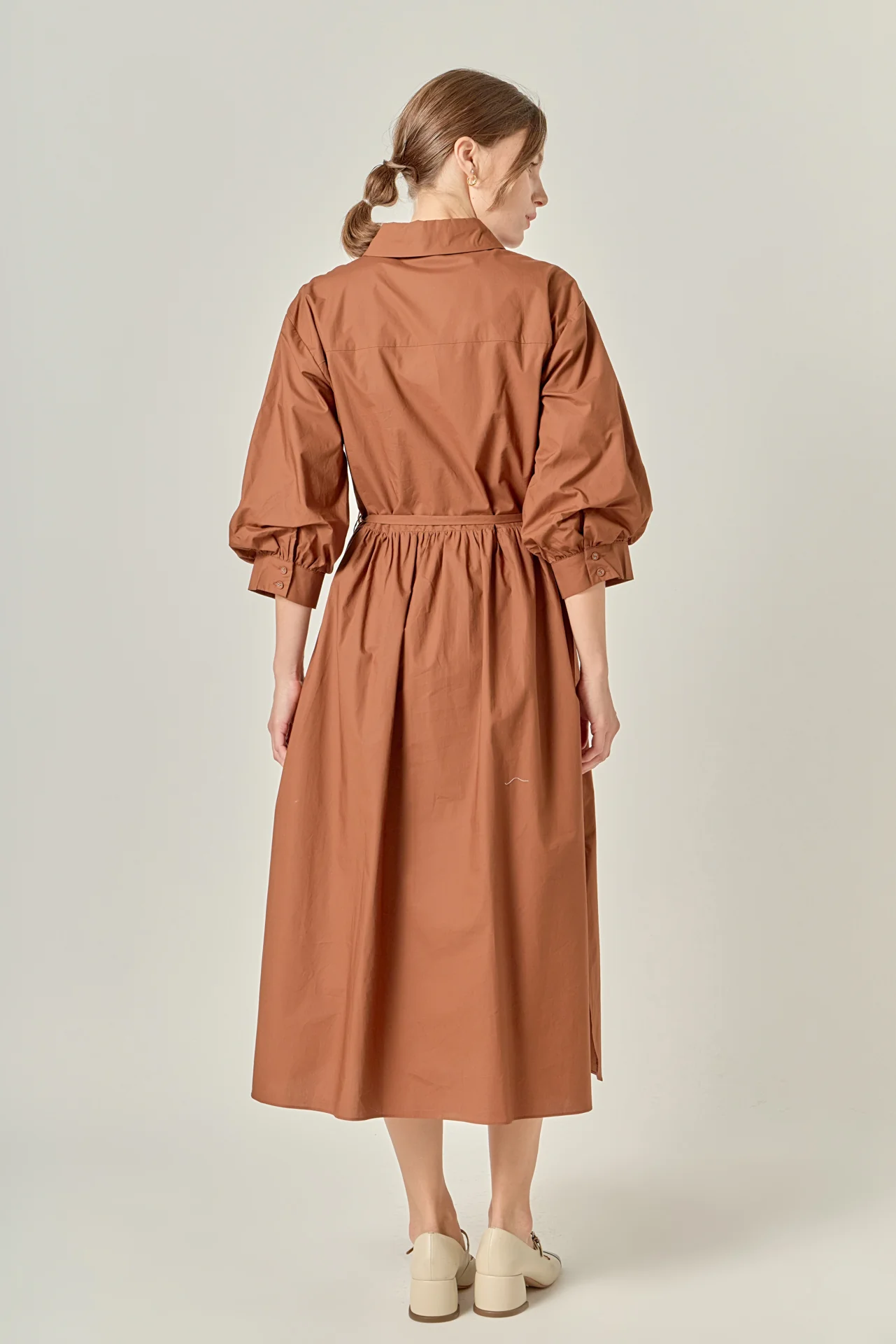 Flared Shirt Midi Dress - Image 4