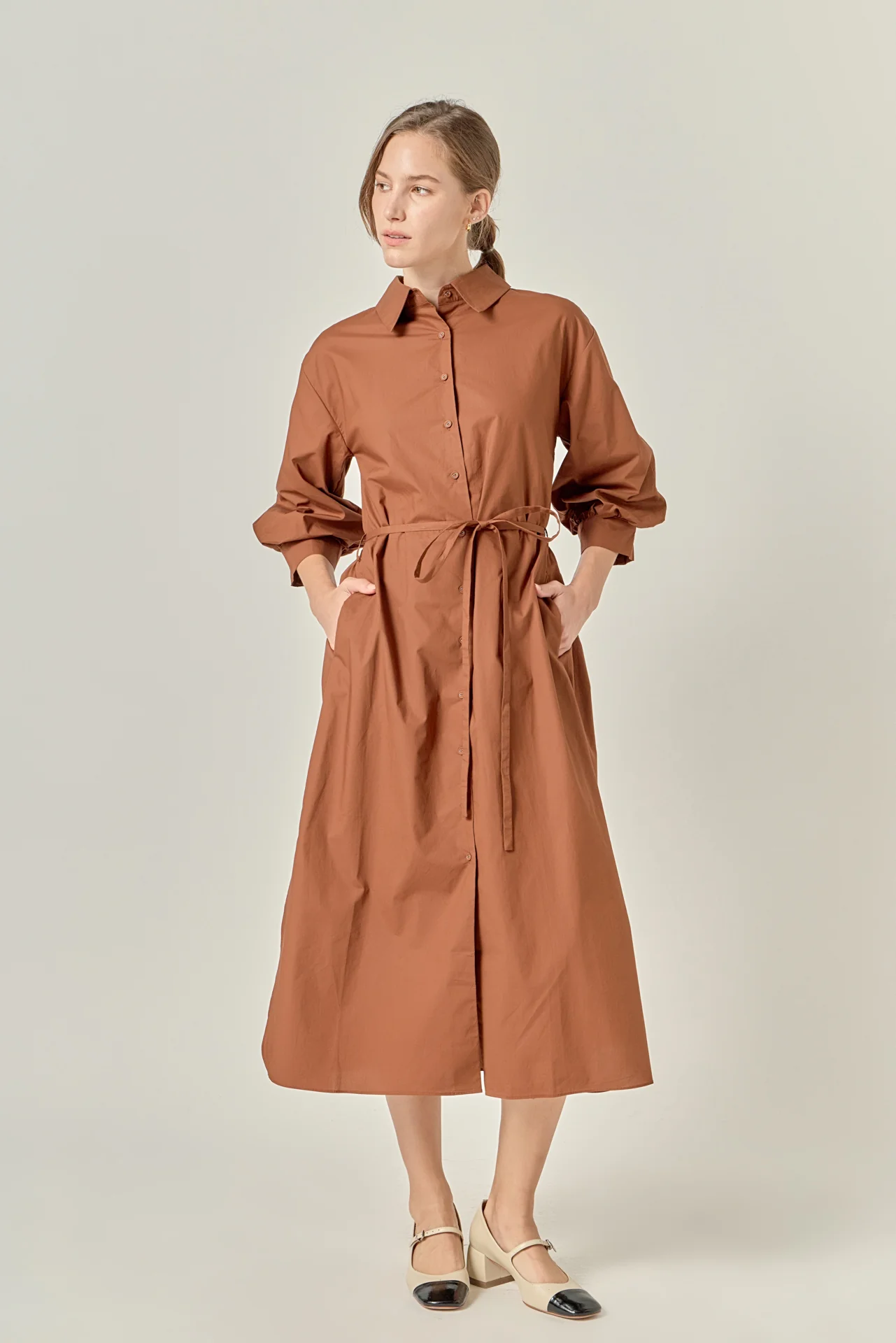 Flared Shirt Midi Dress - Image 5