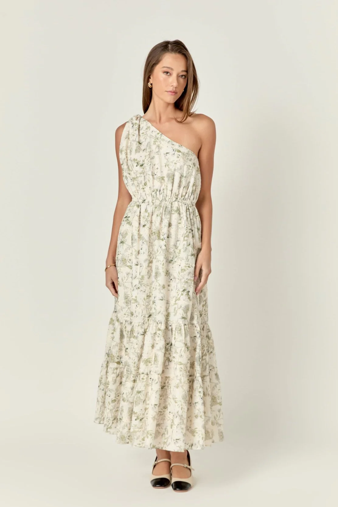 Floral Embroidery One Shoulder Maxi Dress - Image 5
