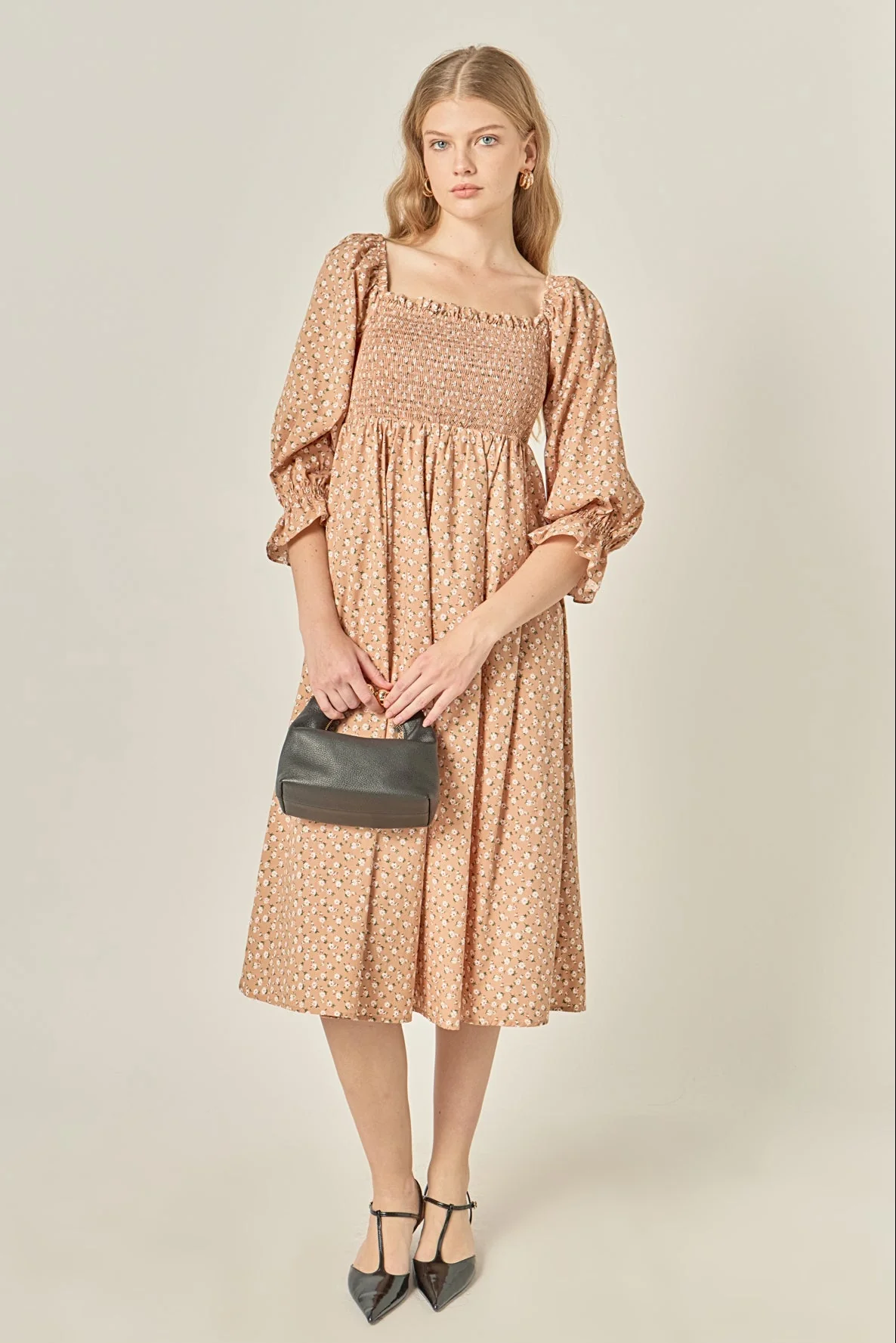 Floral Smocked Midi Dress - Image 5