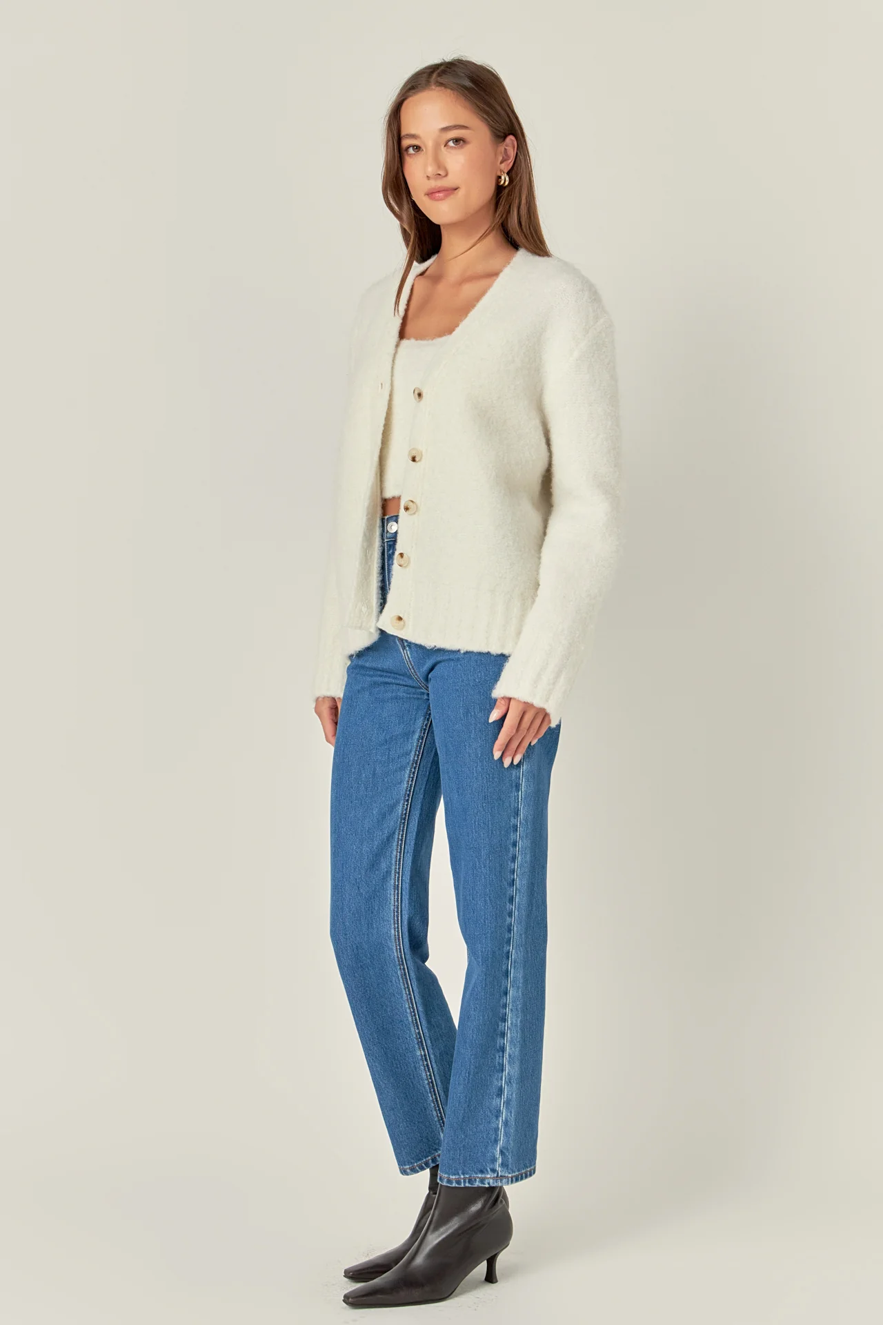 Fuzzy Button-Up Cardigan - Image 3