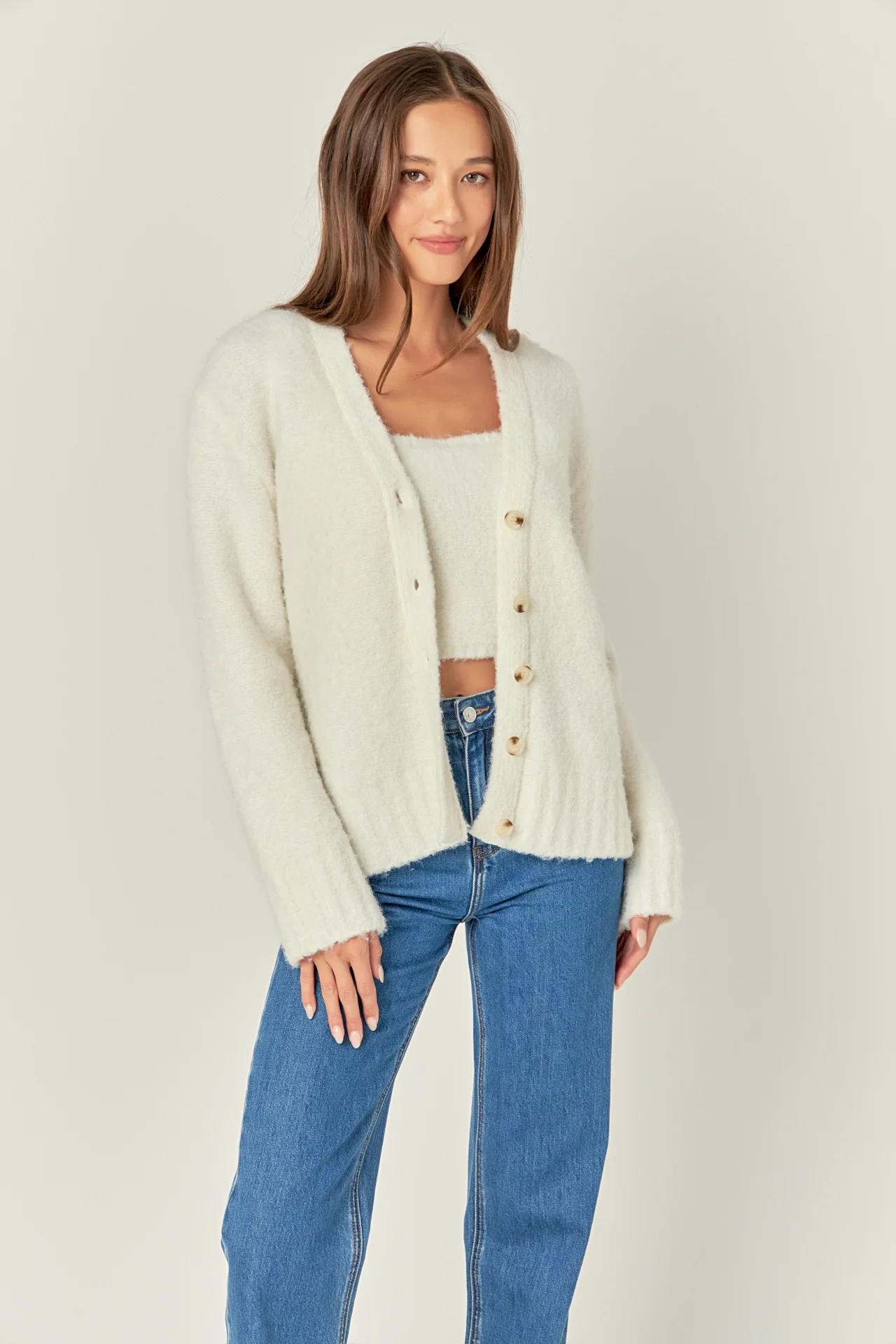 Fuzzy Button-Up Cardigan - Image 5