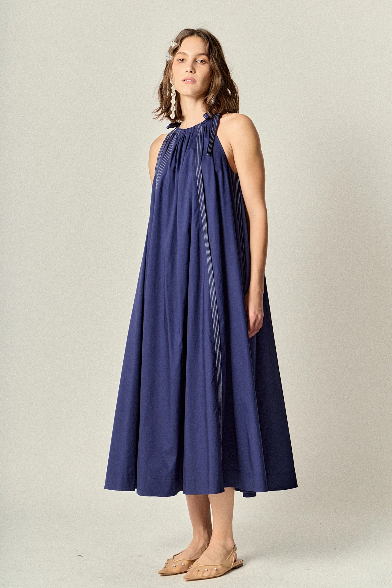 Halter Neck Tie Midi Dress - Image 3