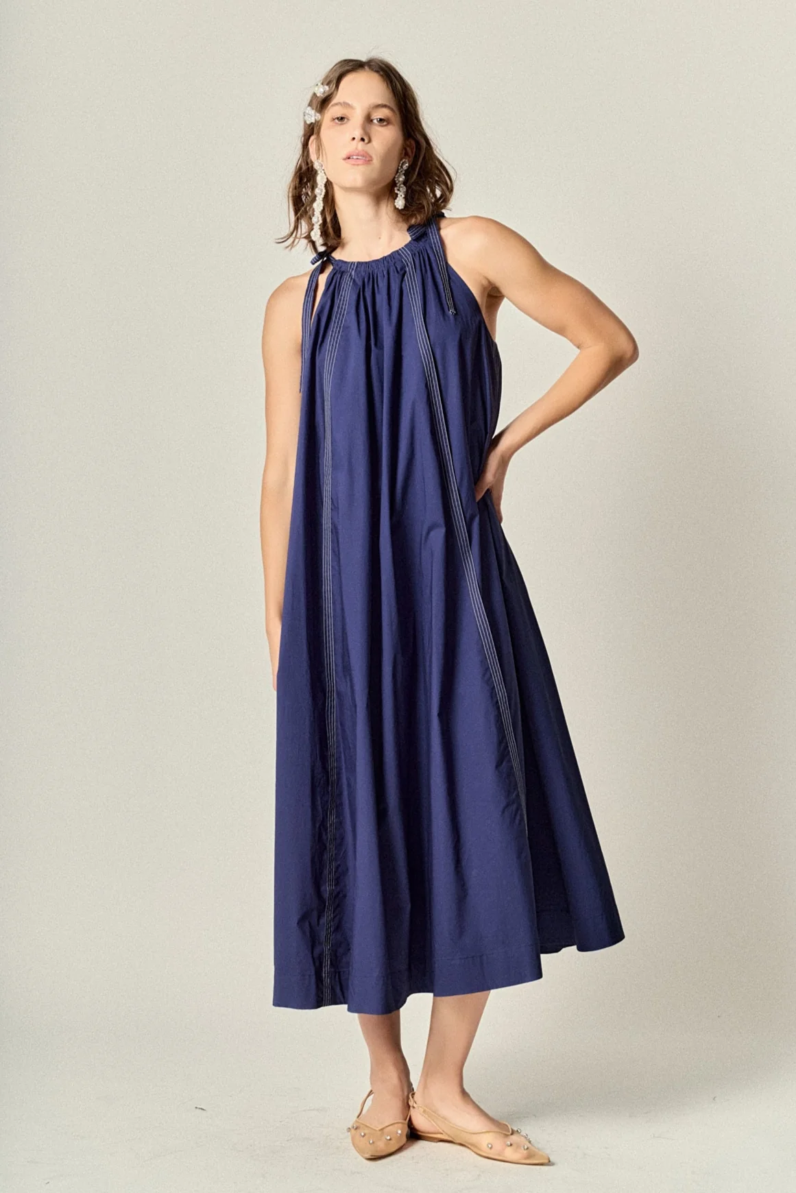 Halter Neck Tie Midi Dress - Image 5