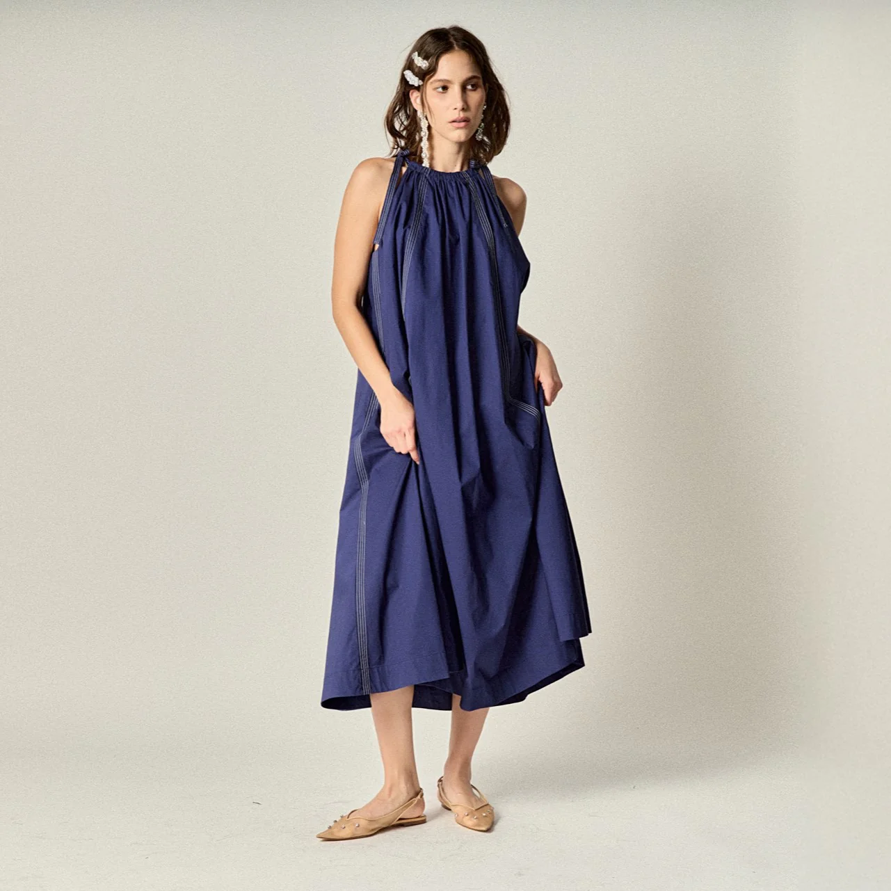 Halter Neck Tie Midi Dress - Image 6