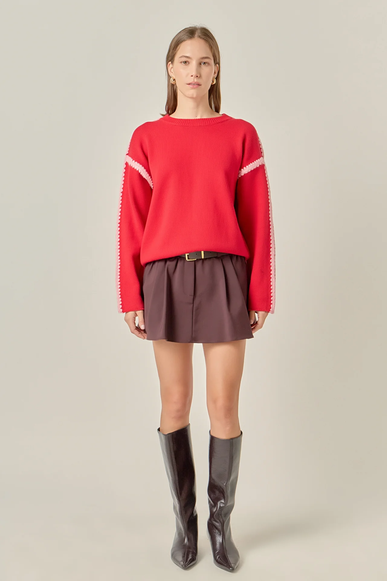 Stitch Detailed Crew Neck Knit - Image 11