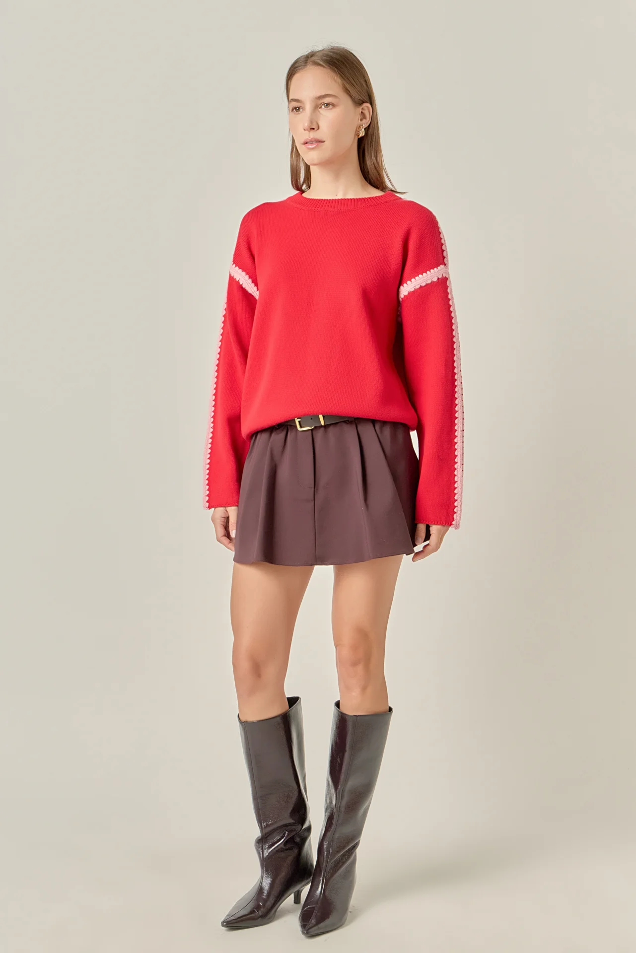 Stitch Detailed Crew Neck Knit - Image 13