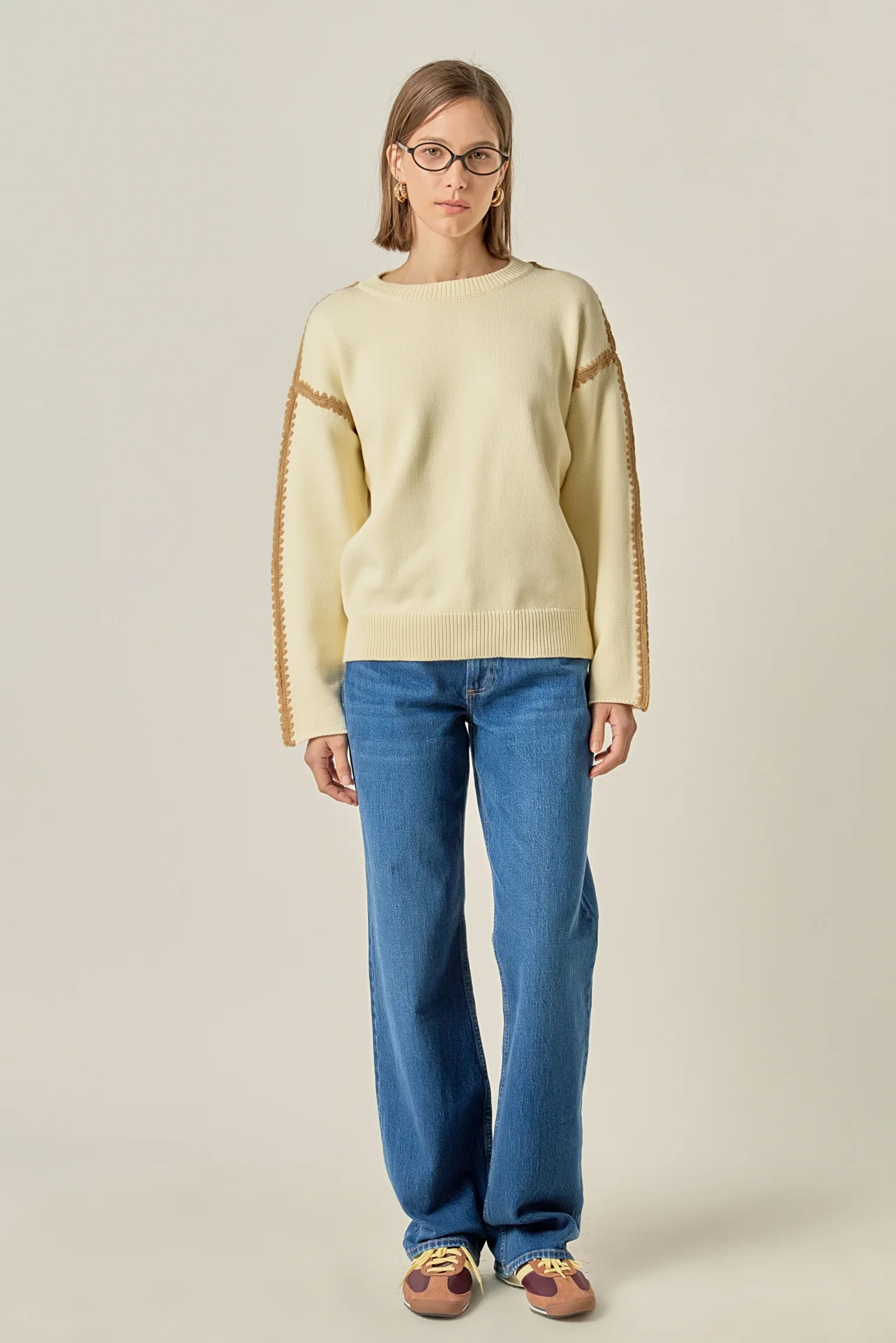 Stitch Detailed Crew Neck Knit - Image 3