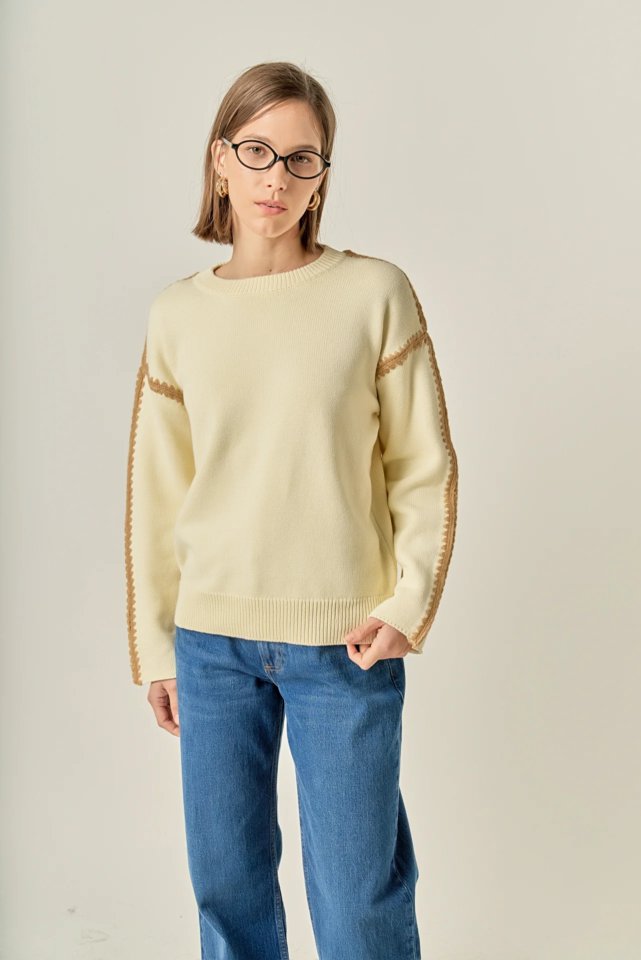 Stitch Detailed Crew Neck Knit - Image 5