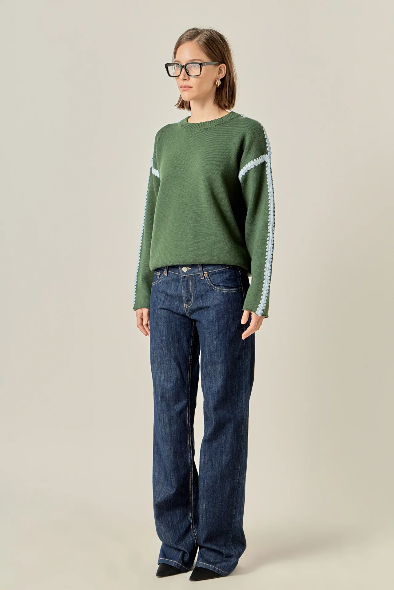 Stitch Detailed Crew Neck Knit - Image 6