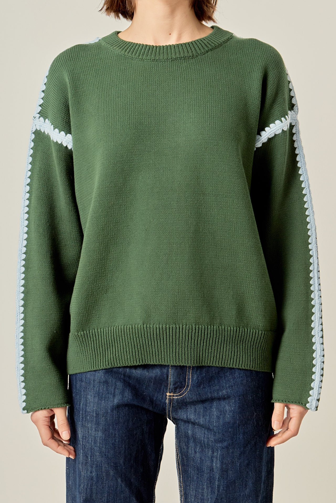 Stitch Detailed Crew Neck Knit - Image 7