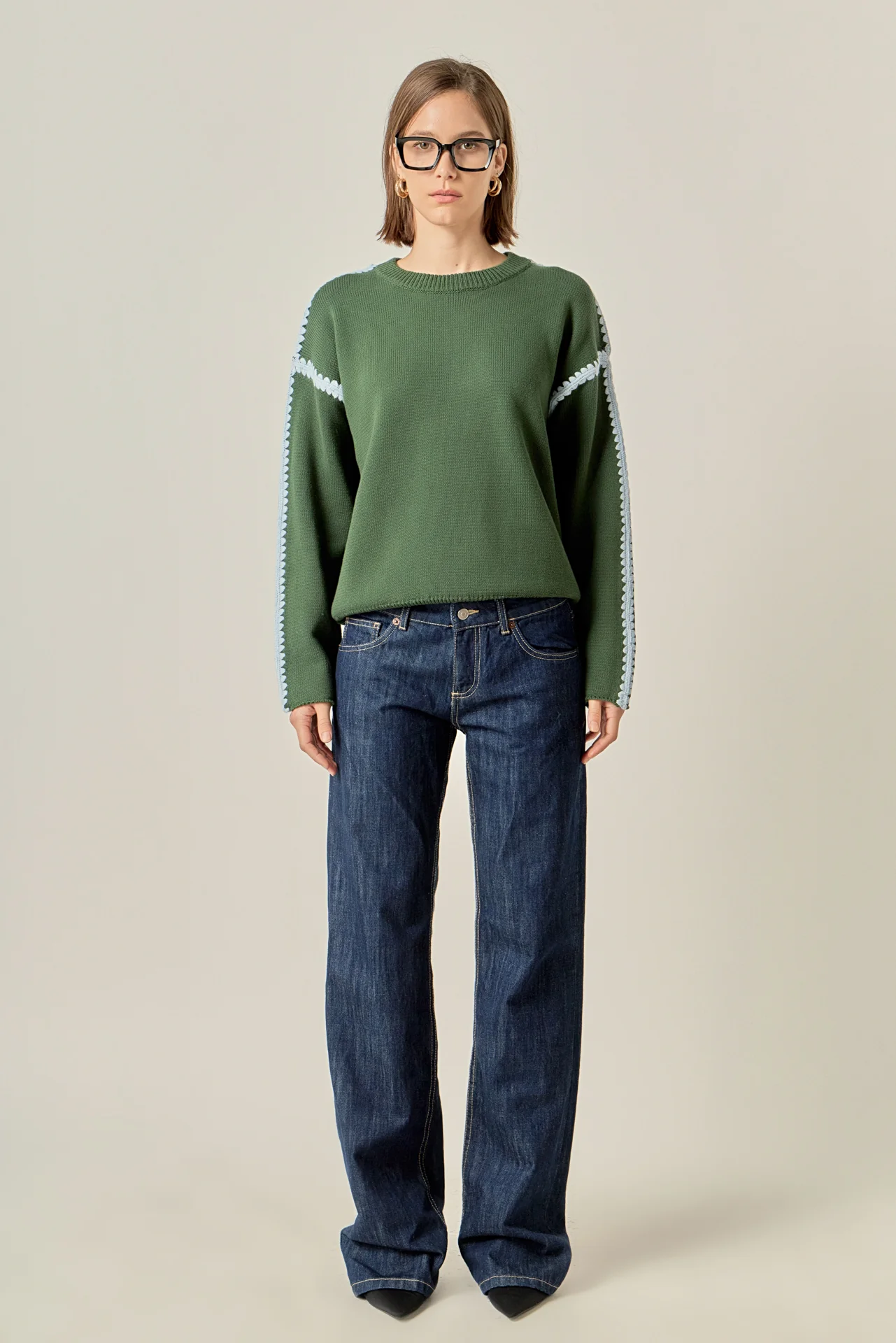 Stitch Detailed Crew Neck Knit - Image 8
