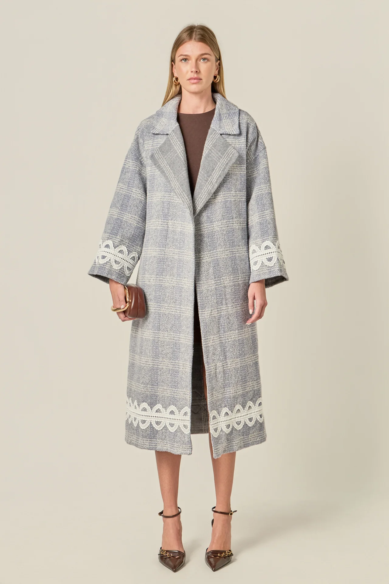 Premium Long Plaid Wrap Coat - Image 7