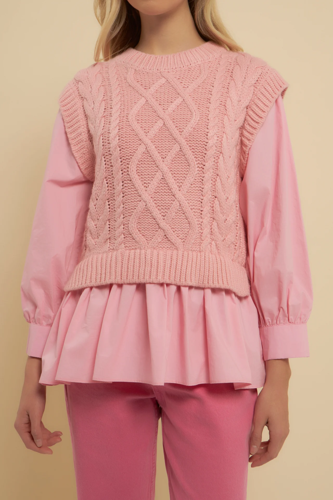 Mixed Media Cable Detail Sweater - Image 17