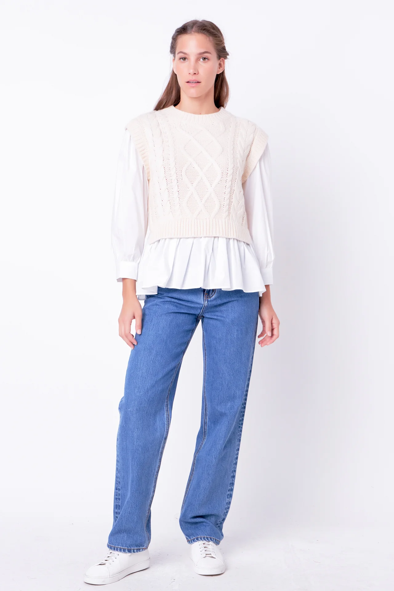 Mixed Media Cable Detail Sweater - Image 21