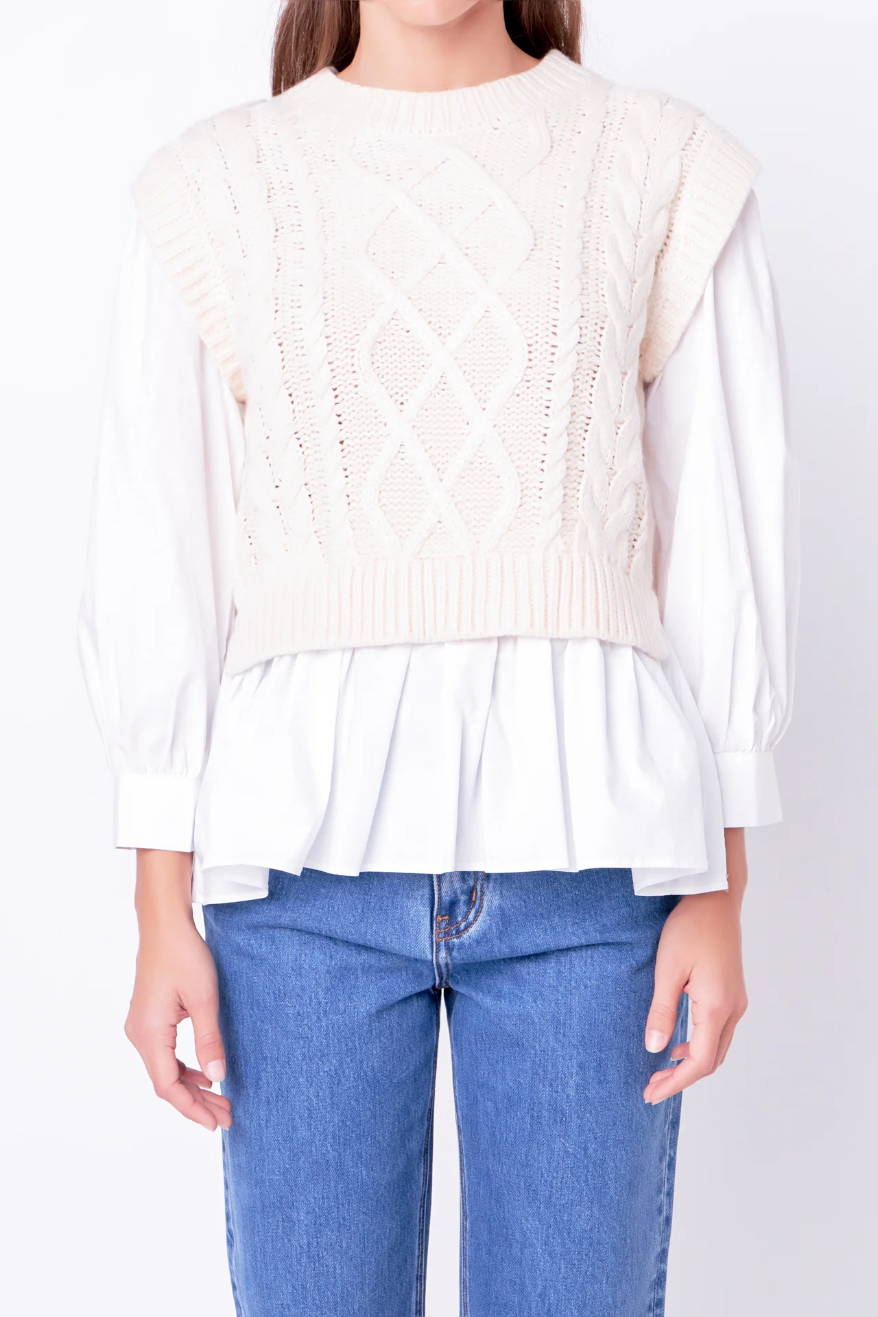 Mixed Media Cable Detail Sweater - Image 22