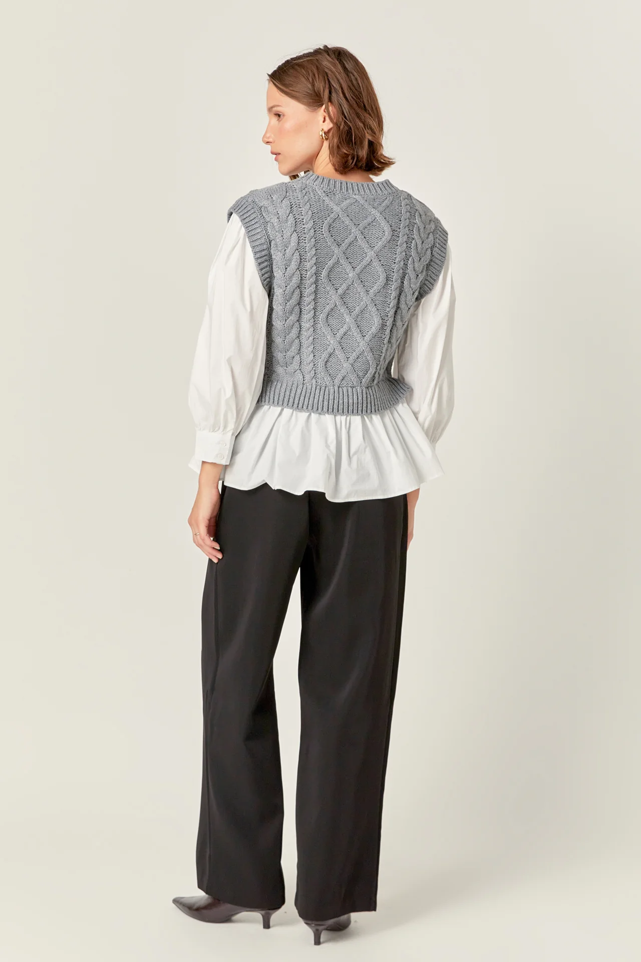 Mixed Media Cable Detail Sweater - Image 4