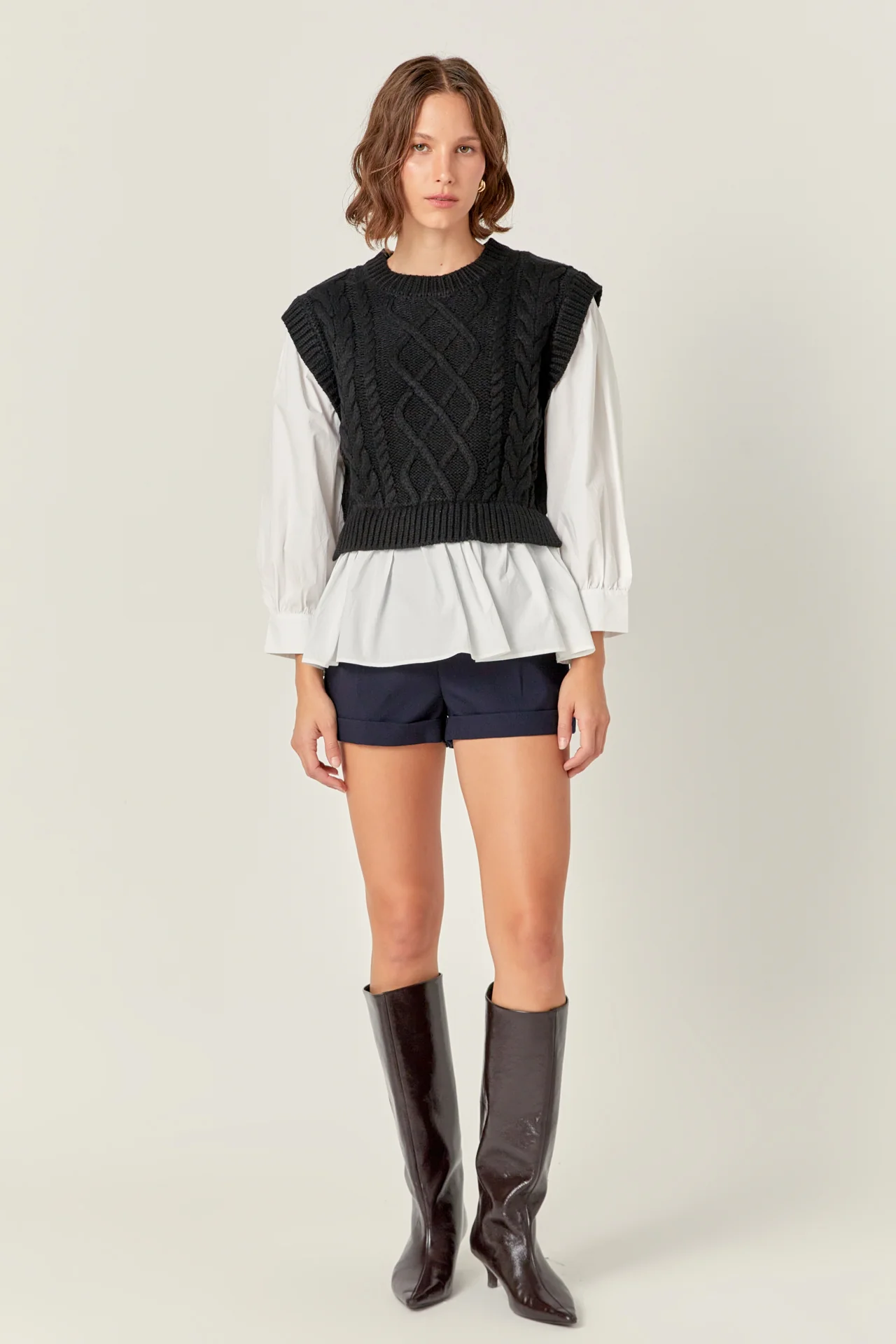 Mixed Media Cable Detail Sweater - Image 6